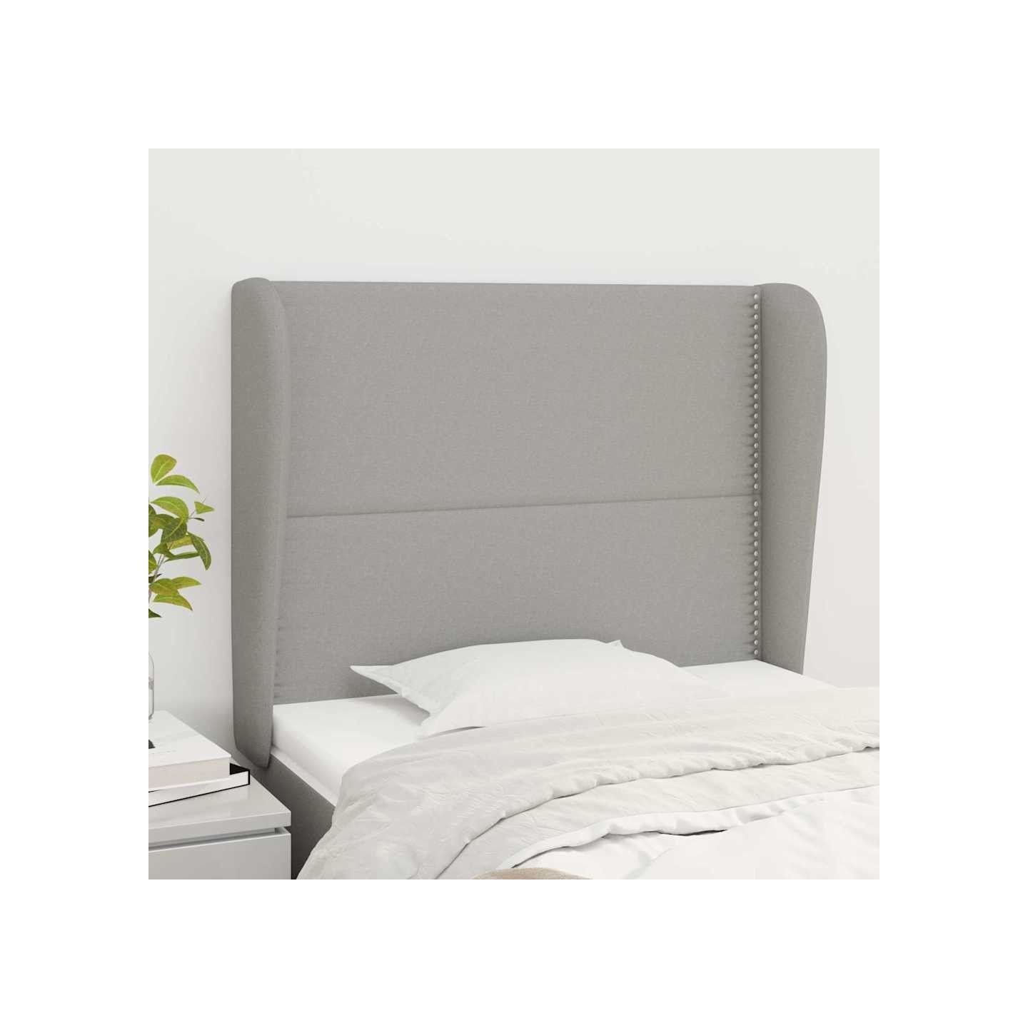 Tête de lit avec oreilles Gris clair 93x23x118/128 cm Tissu