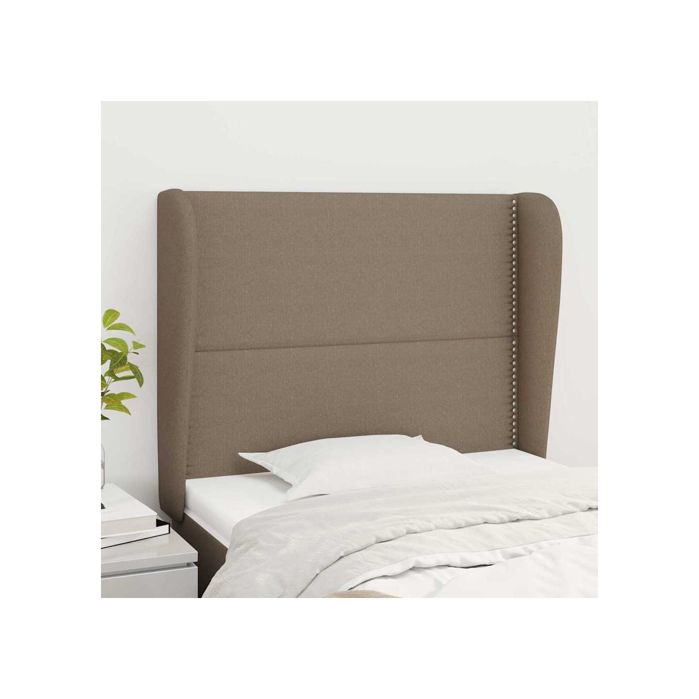 Tête de lit avec oreilles Taupe 103x23x118/128 cm Tissu
