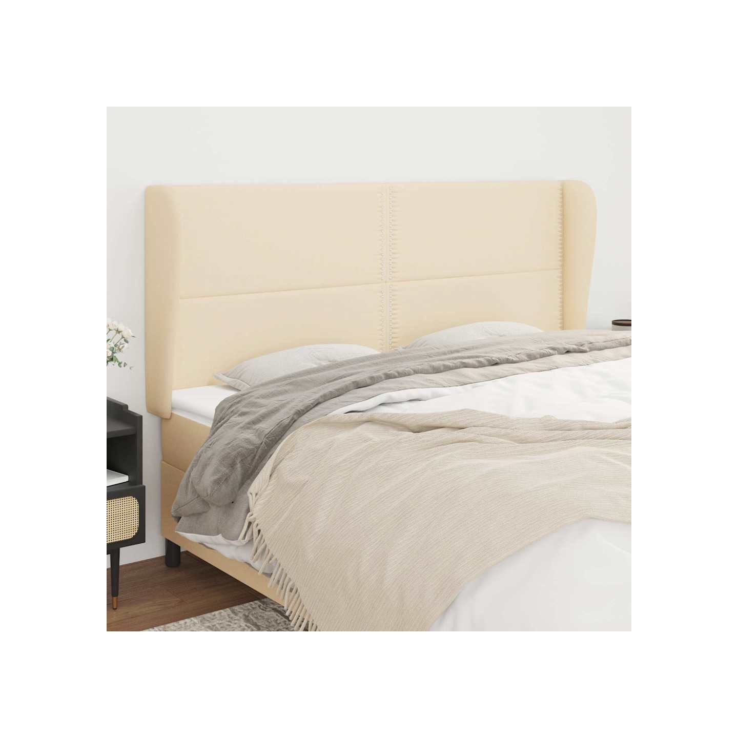 Tête de lit avec oreilles Crème 183x23x118/128 cm Tissu