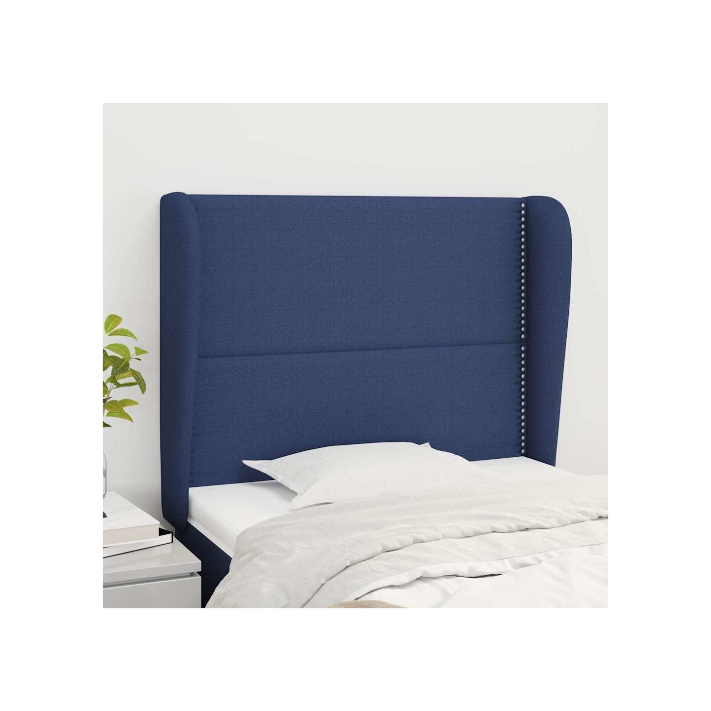 Tête de lit avec oreilles Bleu 103x23x118/128 cm Tissu