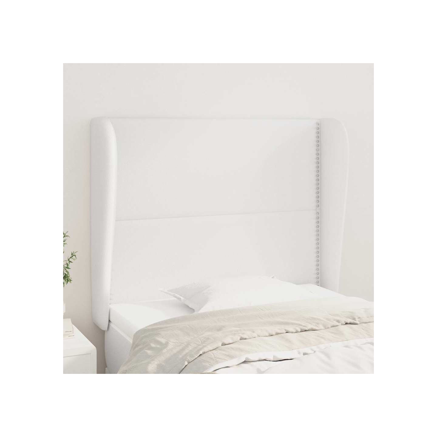 Tête de lit avec oreilles Blanc 103x23x118/128 cm Similicuir