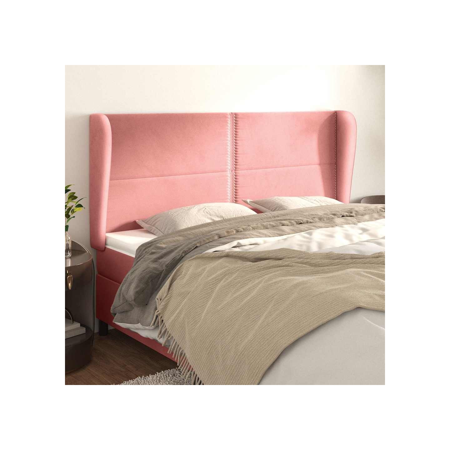 Tête de lit avec oreilles Rose 203x23x118/128 cm Velours