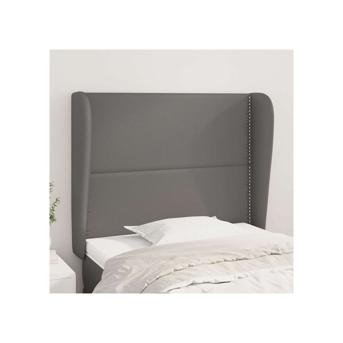 Tête de lit avec oreilles Gris 103x23x118/128 cm Similicuir
