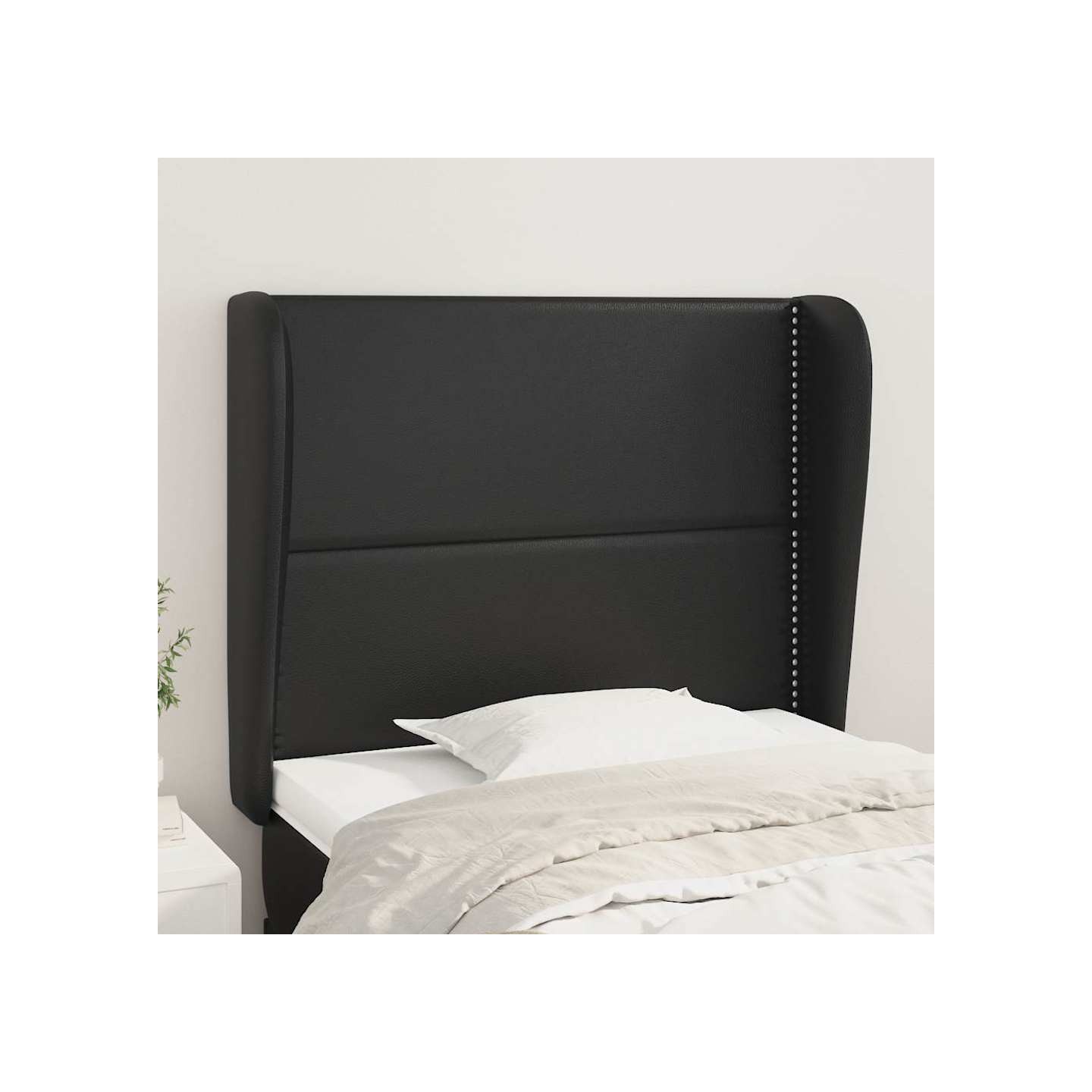 Tête de lit avec oreilles Noir 93x23x118/128 cm Similicuir
