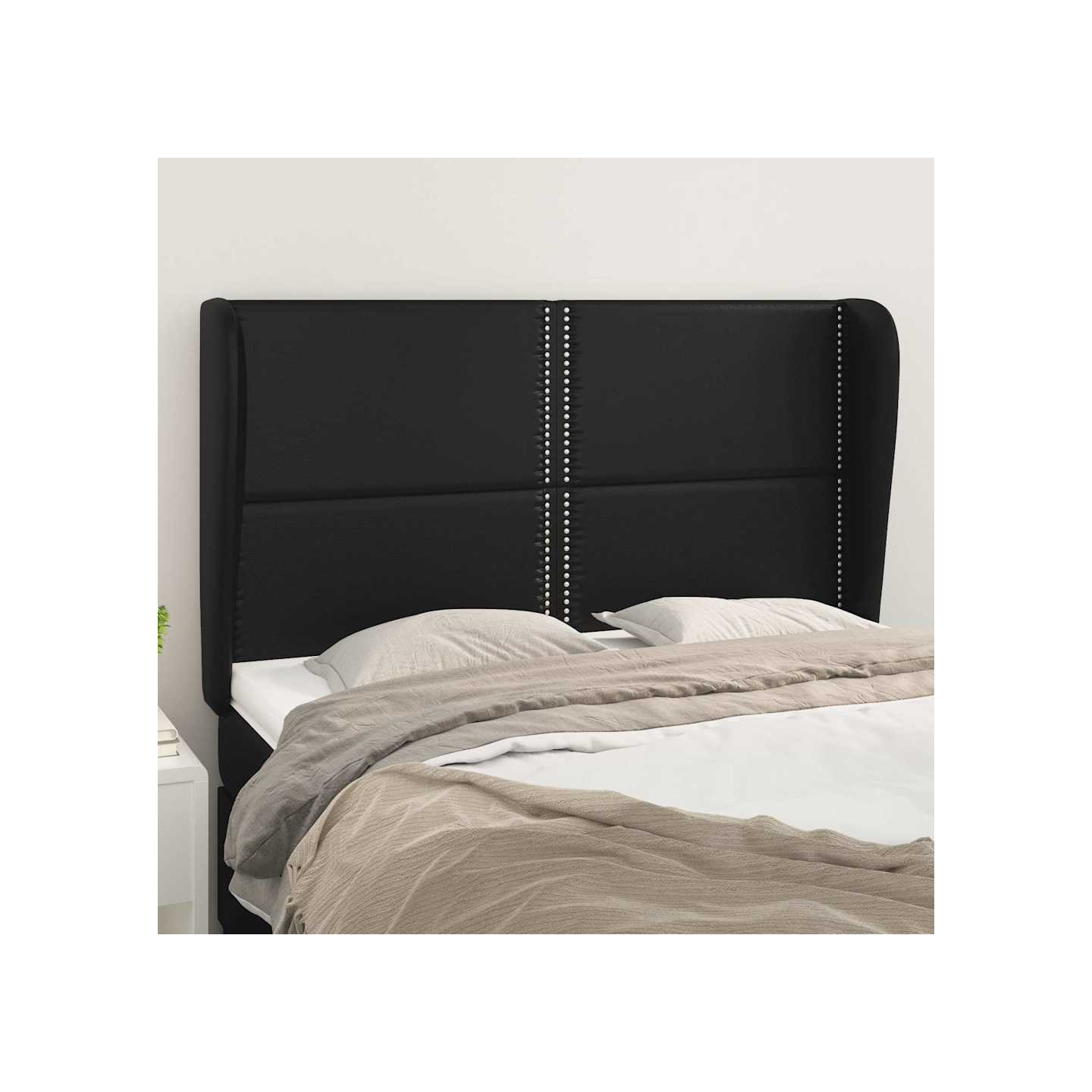 Tête de lit avec oreilles Noir 147x23x118/128 cm Similicuir