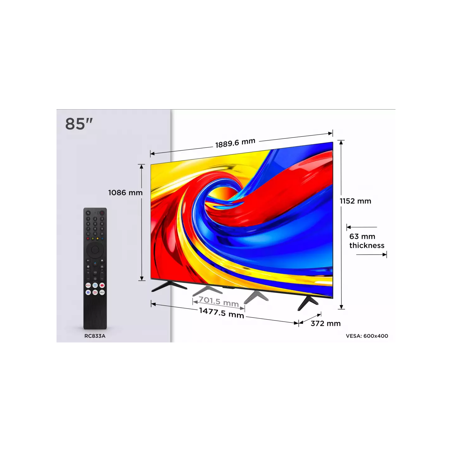 TV QLED TCL 85P79L 85" 4K Dolby Vision Google TV | Nimestore