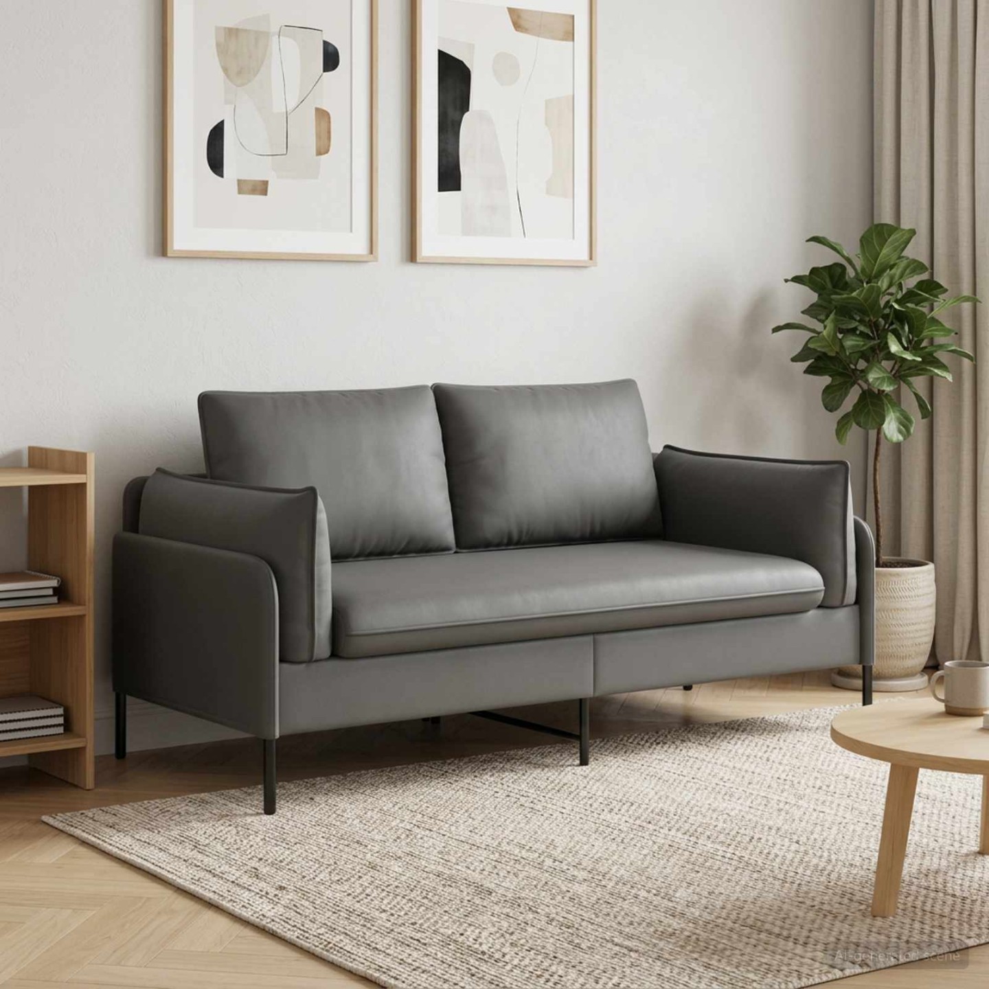 Sofa 2 places 2 place Gris foncé 188 x 81 x 89 cm Velours