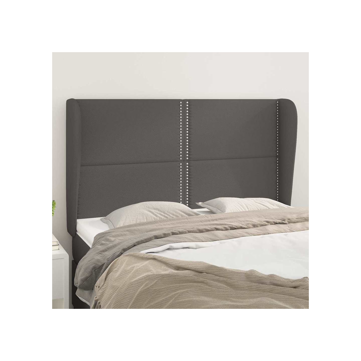 Tête de lit avec oreilles Gris 147x23x118/128 cm Similicuir