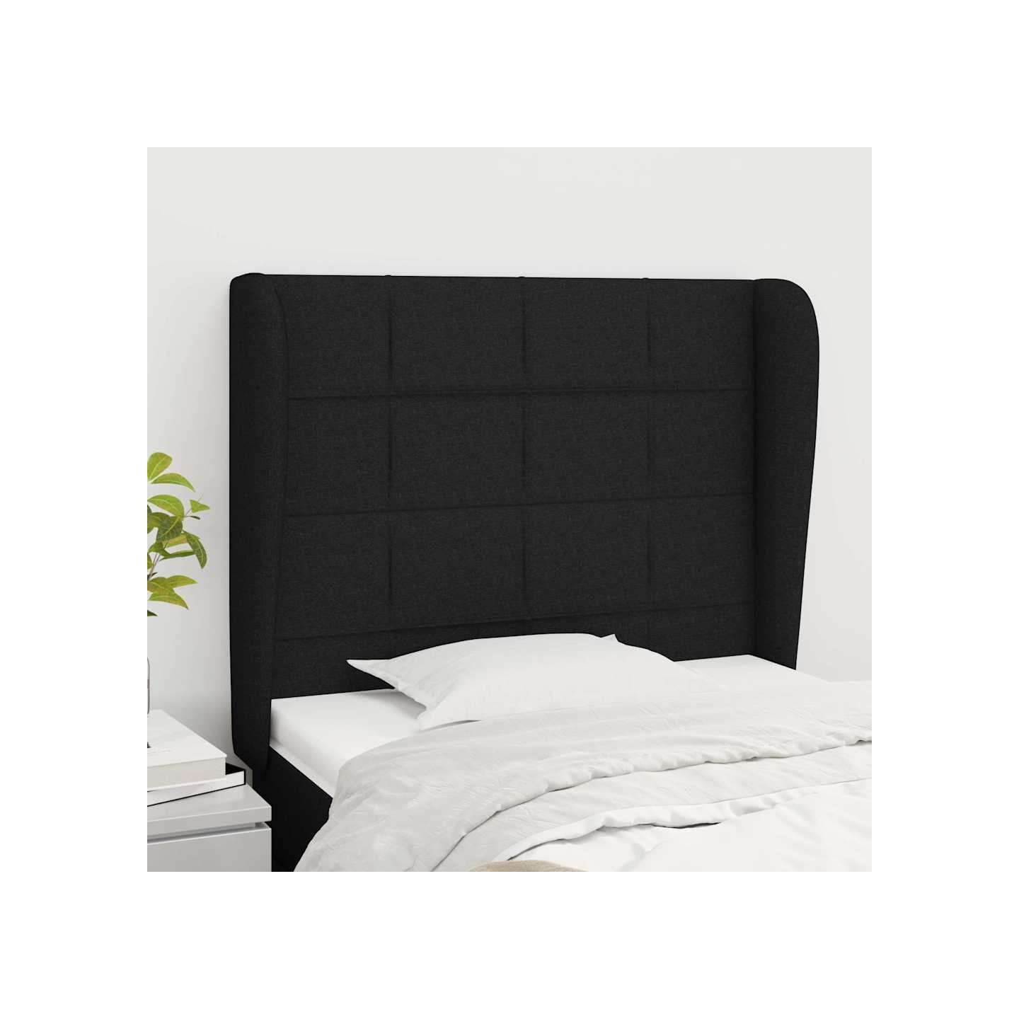 Tête de lit avec oreilles Noir 83x23x118/128 cm Tissu