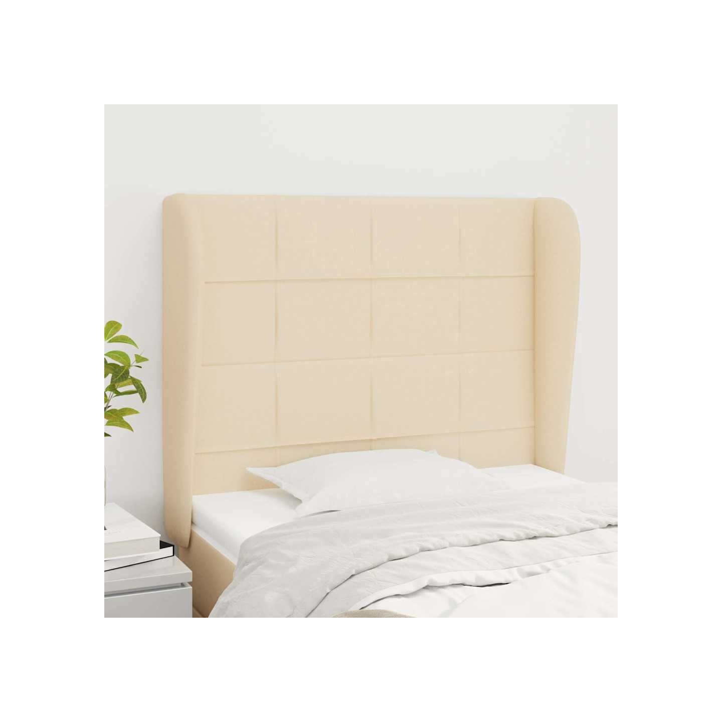 Tête de lit avec oreilles Crème 103x23x118/128 cm Tissu