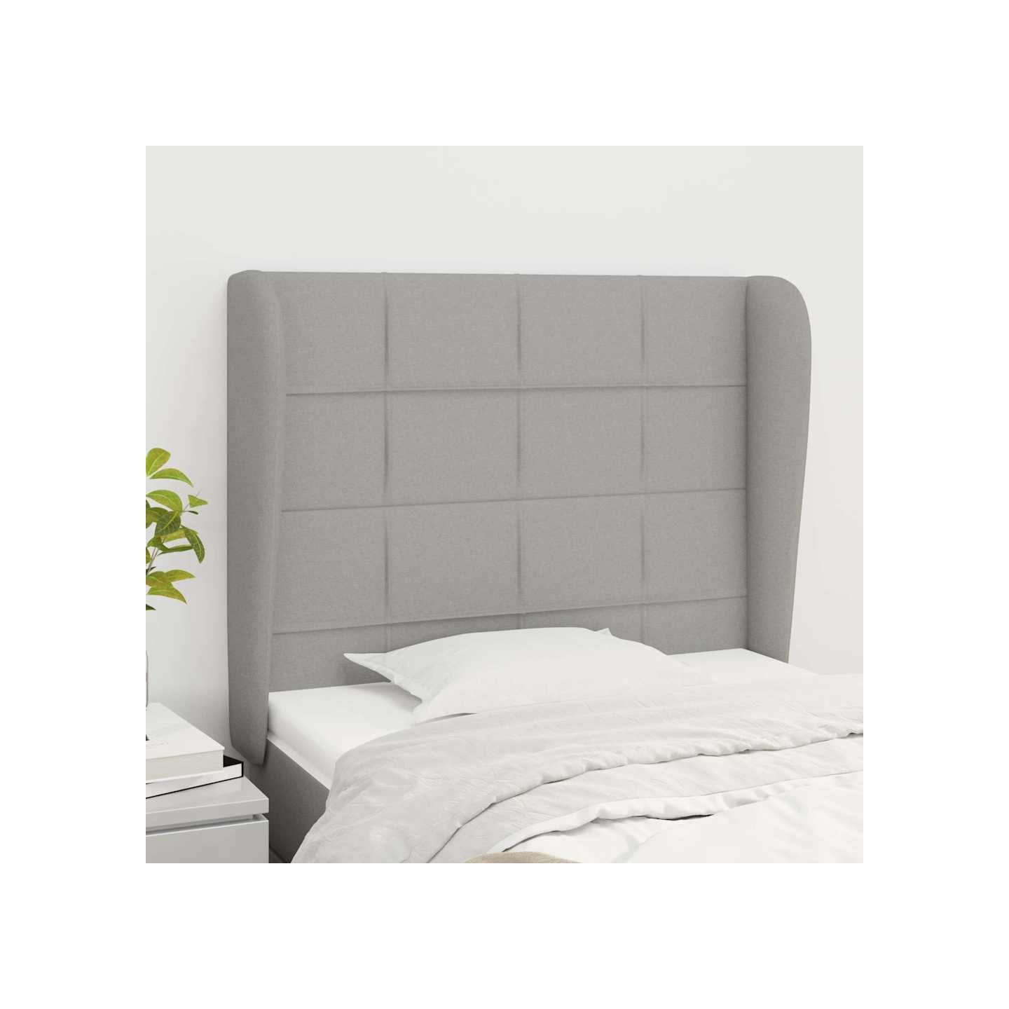 Tête de lit avec oreilles Gris clair 93x23x118/128 cm Tissu