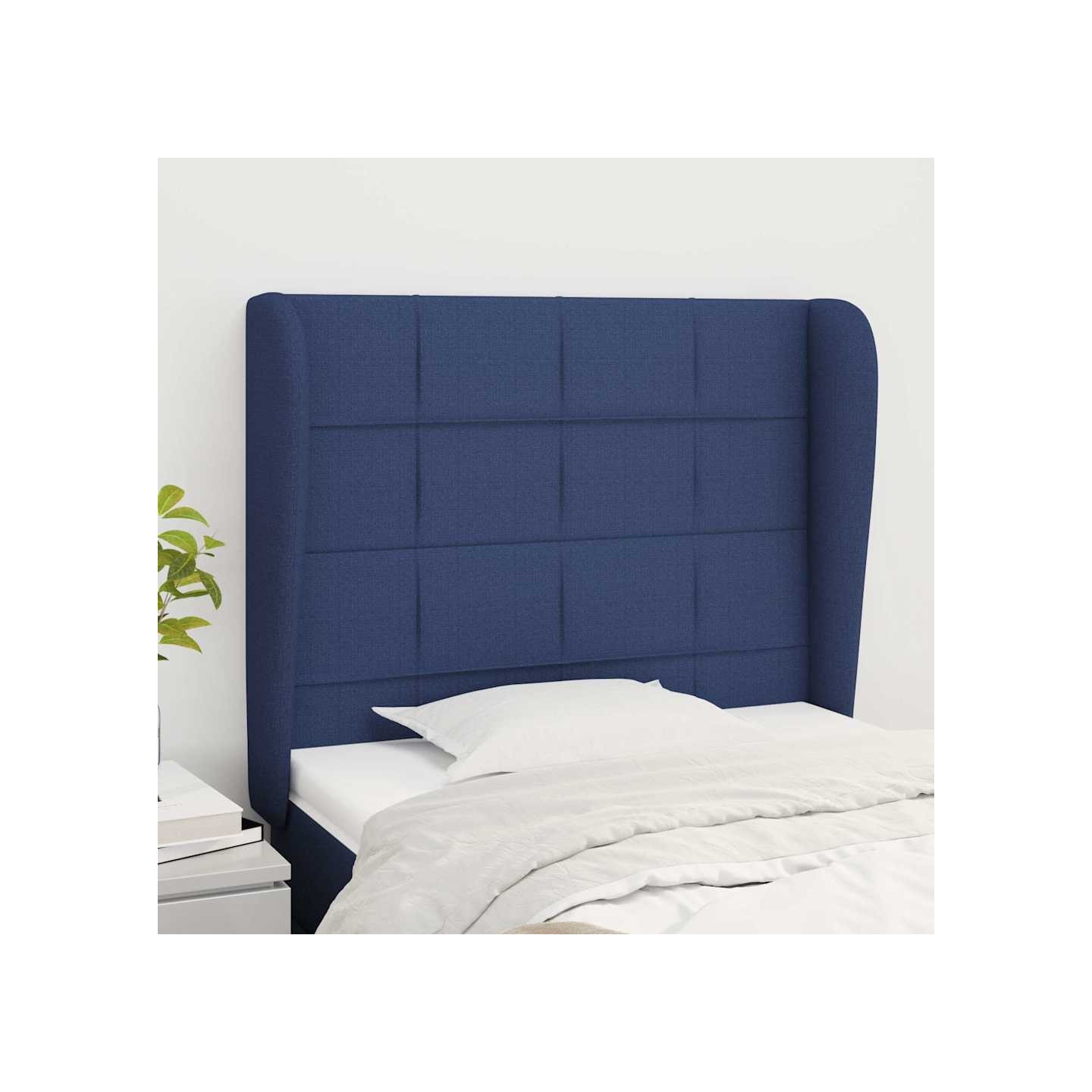Tête de lit avec oreilles Bleu 103x23x118/128 cm Tissu