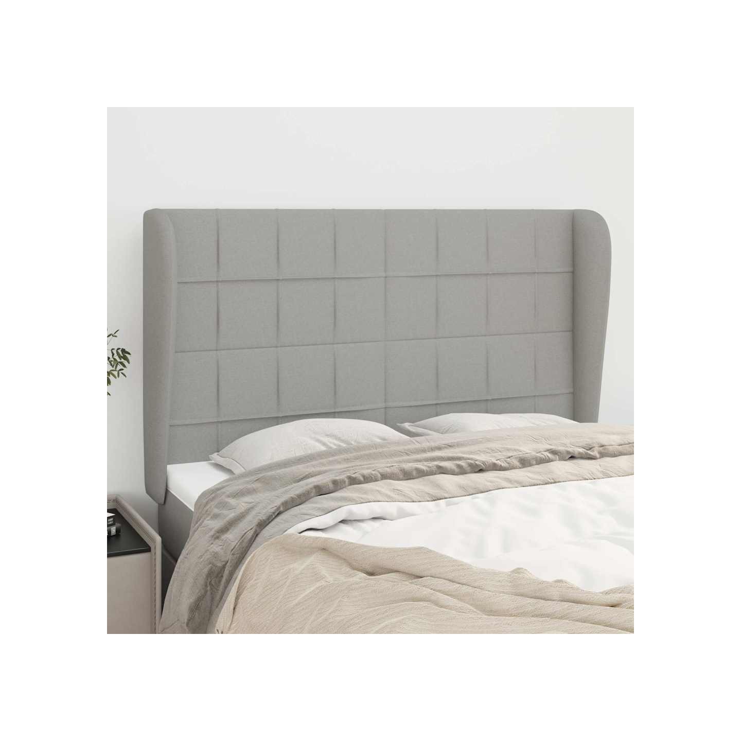 Tête de lit avec oreilles Gris clair 147x23x118/128 cm Tissu