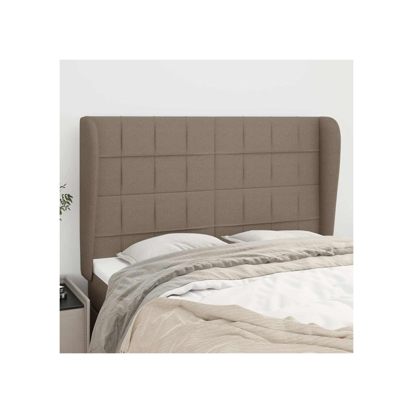 Tête de lit avec oreilles Taupe 147x23x118/128 cm Tissu