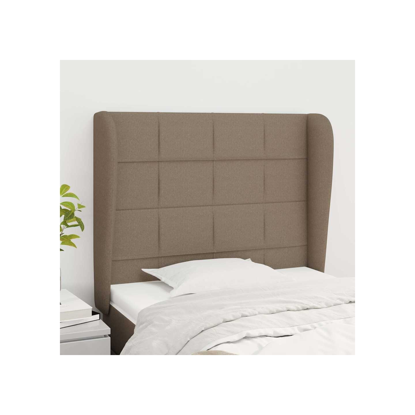 Tête de lit avec oreilles Taupe 103x23x118/128 cm Tissu