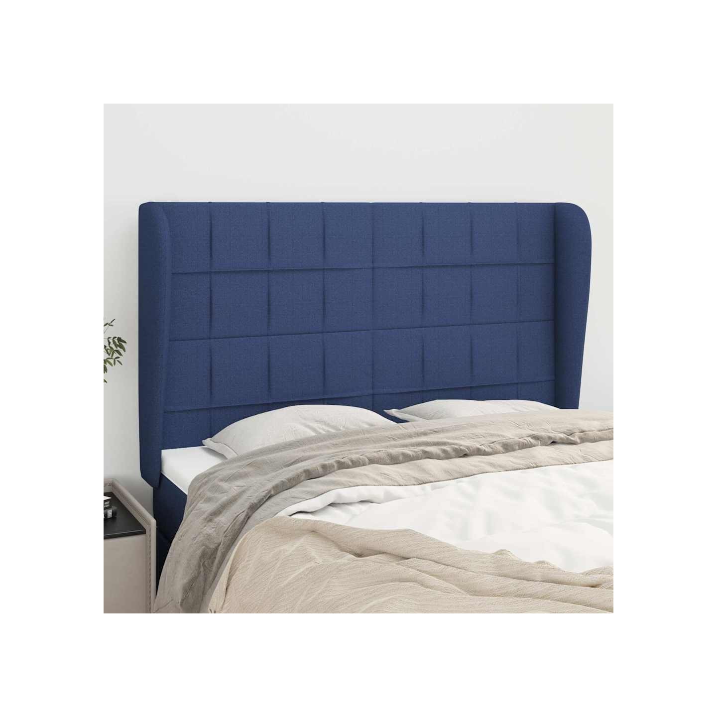Tête de lit avec oreilles Bleu 147x23x118/128 cm Tissu