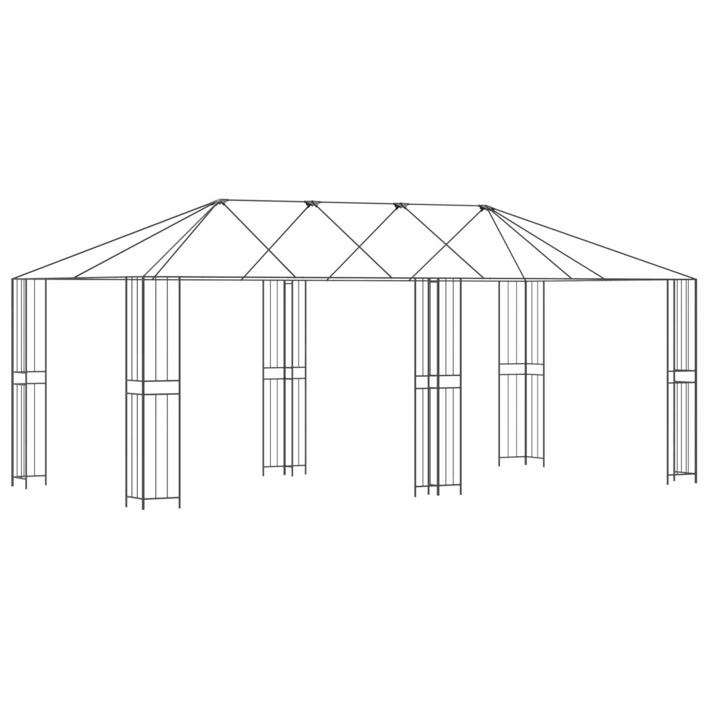 Cadre de gazebo sans tissu de gazebo 6 x 3 m Noir Acier