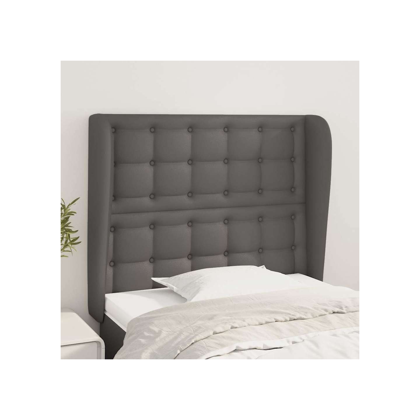 Tête de lit avec oreilles Gris 83x23x118/128 cm Similicuir