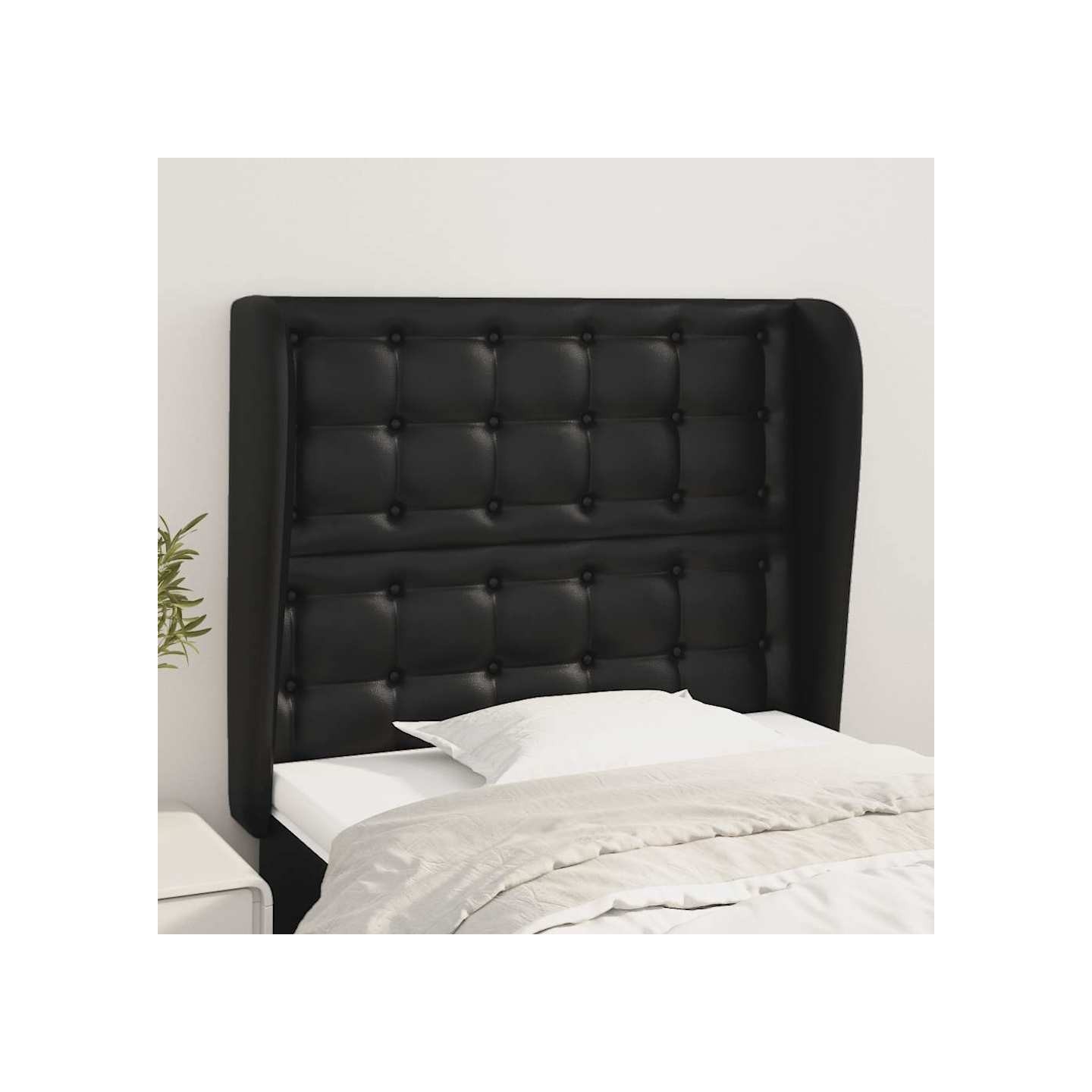 Tête de lit avec oreilles Noir 93x23x118/128 cm Similicuir