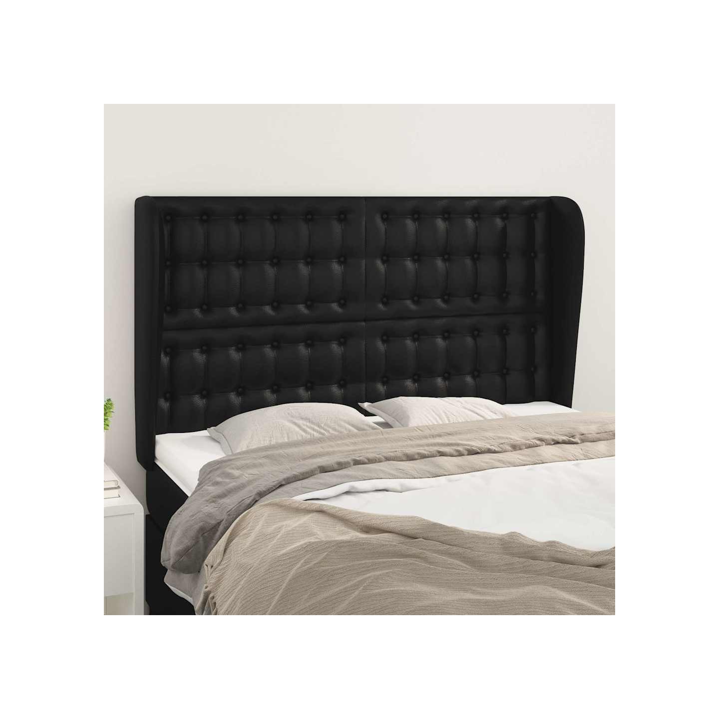 Tête de lit avec oreilles Noir 147x23x118/128 cm Similicuir