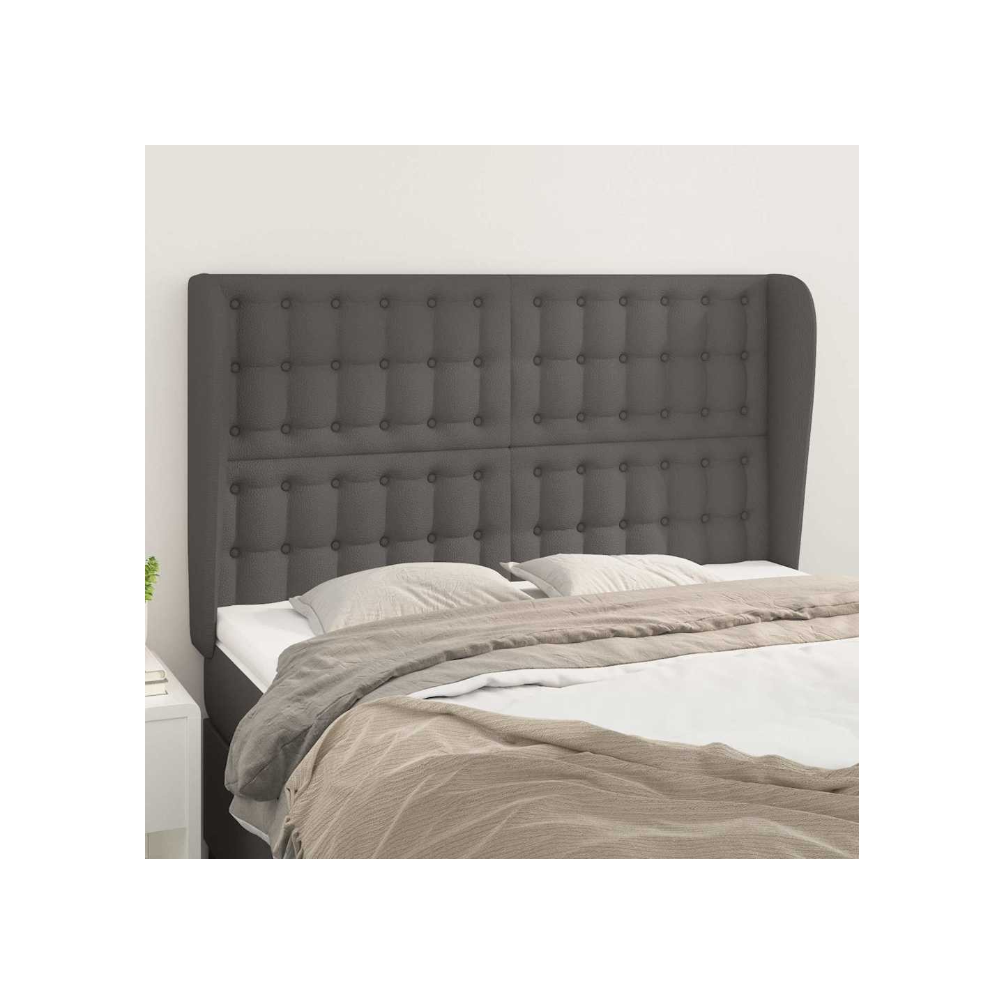 Tête de lit avec oreilles Gris 147x23x118/128 cm Similicuir
