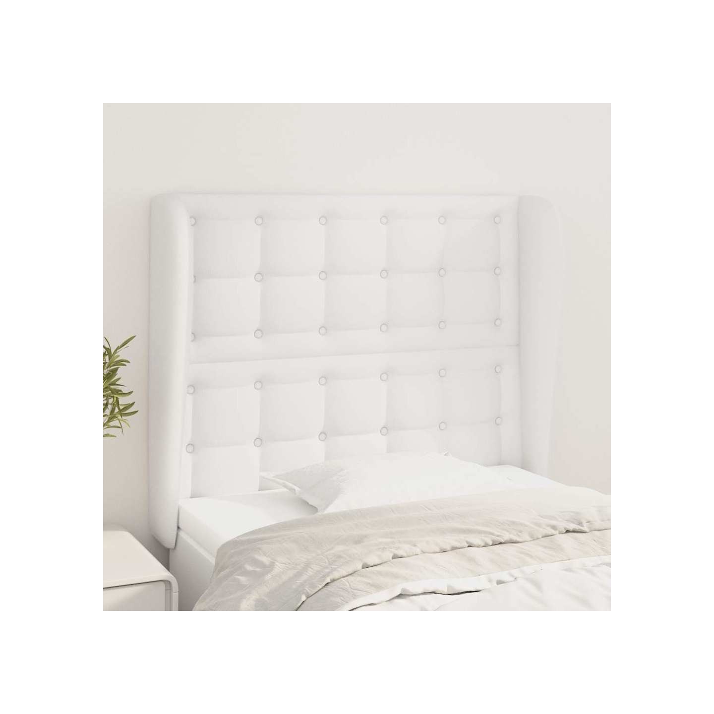 Tête de lit avec oreilles Blanc 93x23x118/128 cm Similicuir
