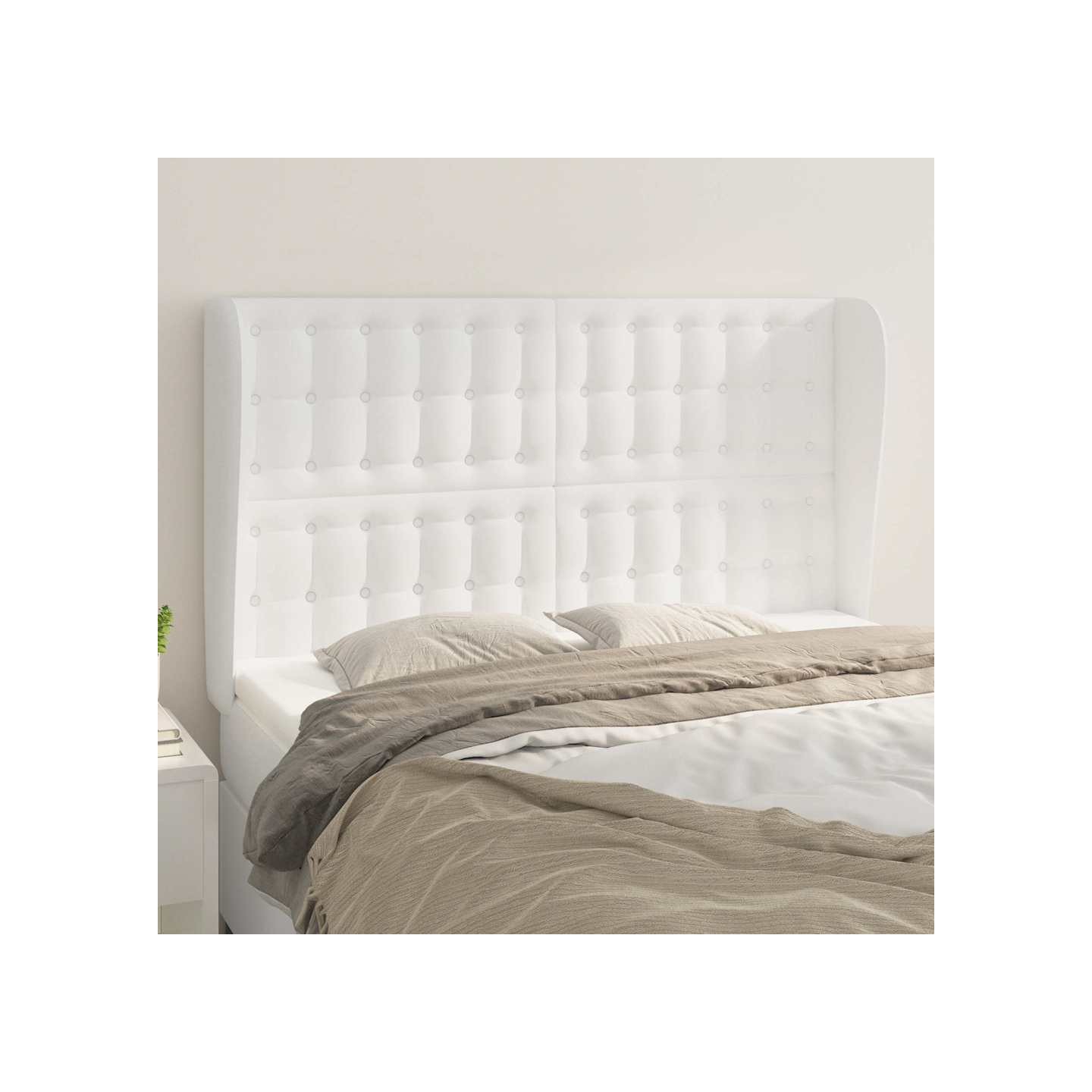 Tête de lit avec oreilles Blanc 147x23x118/128 cm Similicuir