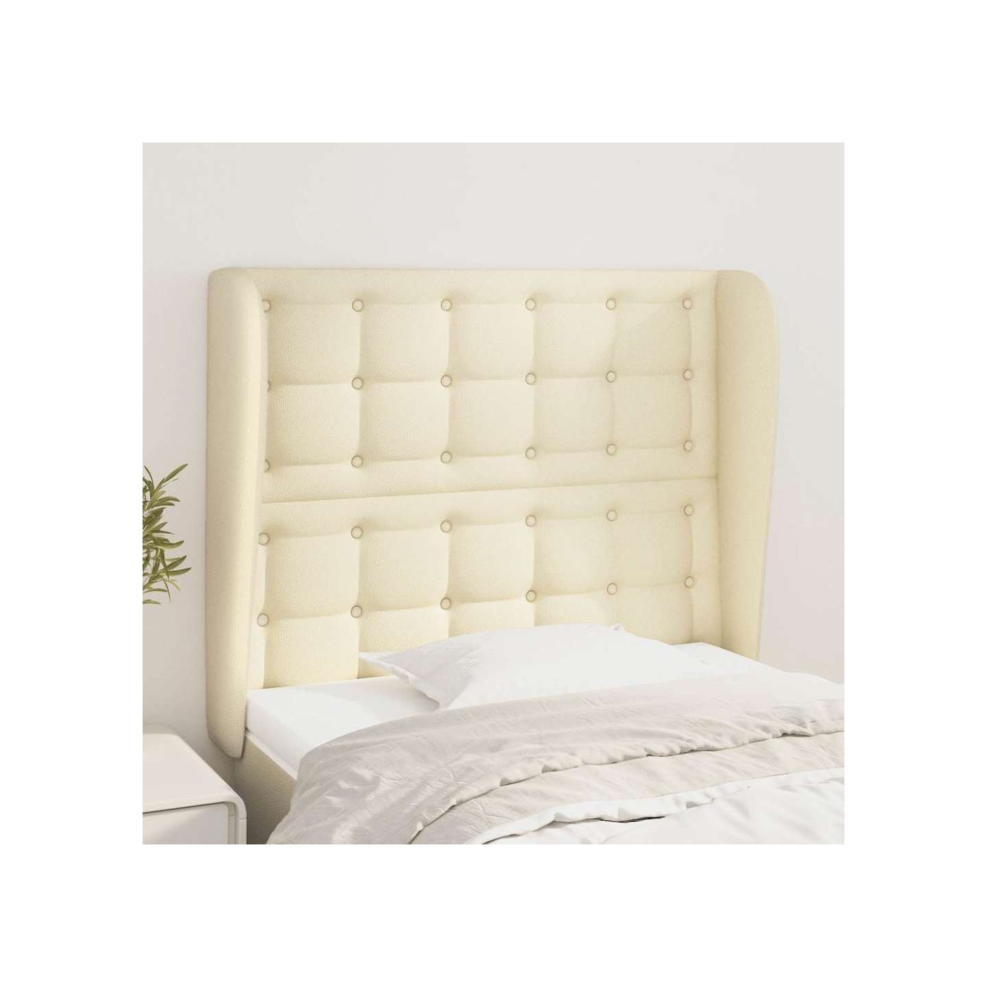 Tête de lit avec oreilles Crème 103x23x118/128 cm Similicuir