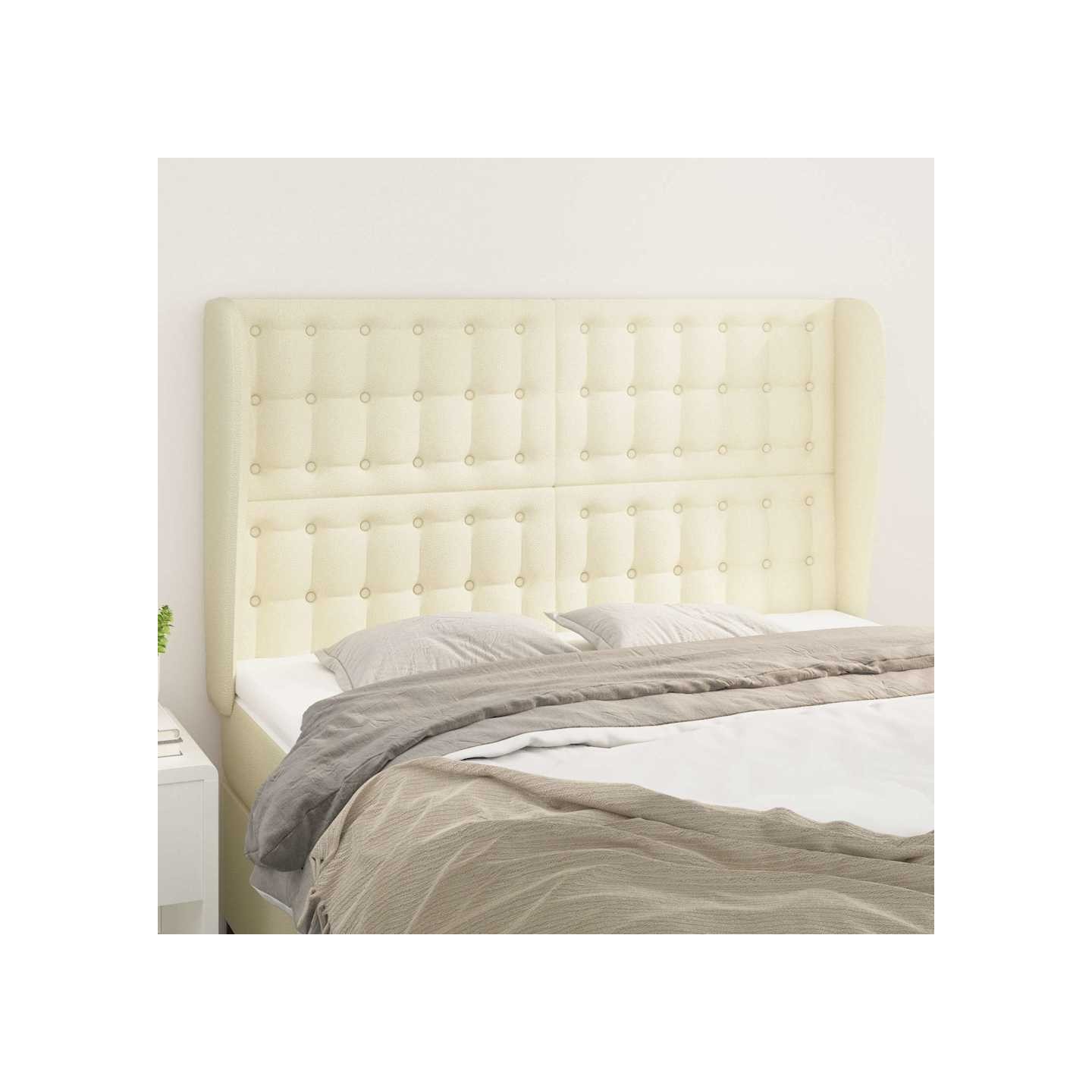 Tête de lit avec oreilles Crème 147x23x118/128 cm Similicuir