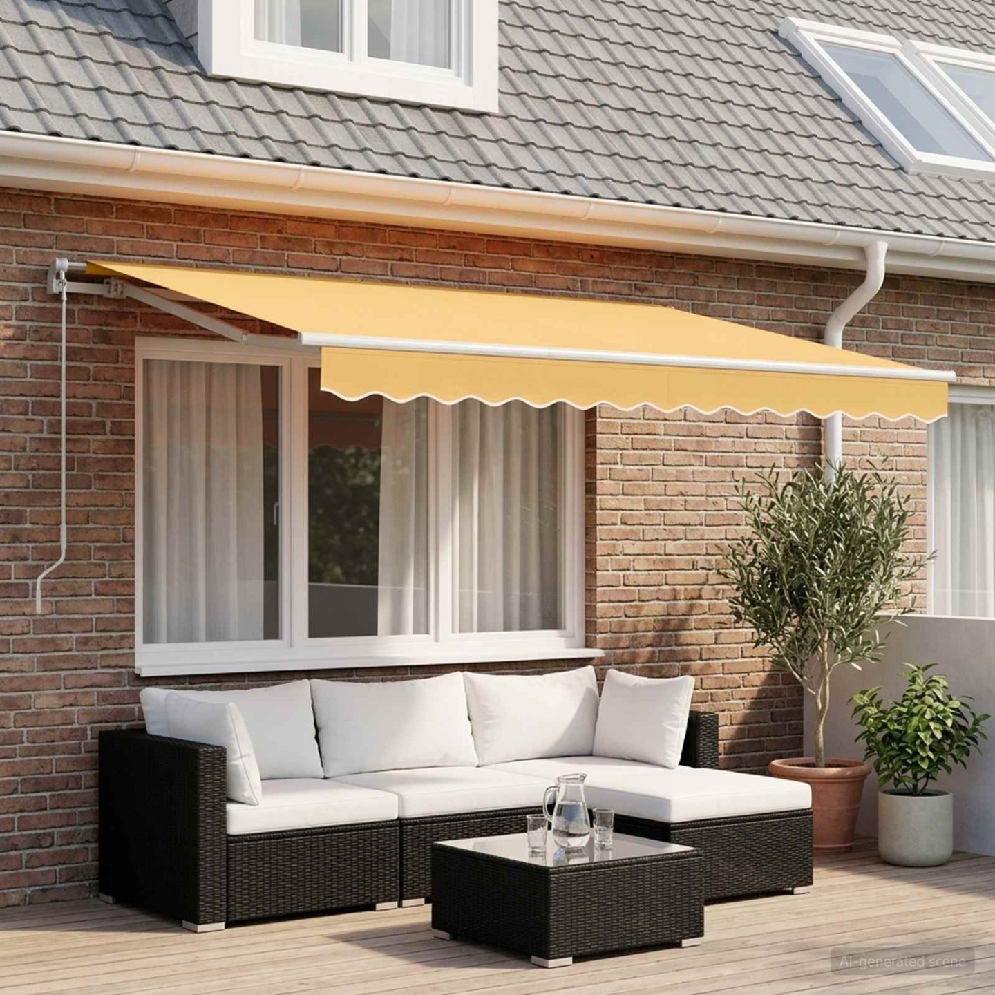 Auvent rétractable Sable 4 × 3 m Polyester et Aluminium