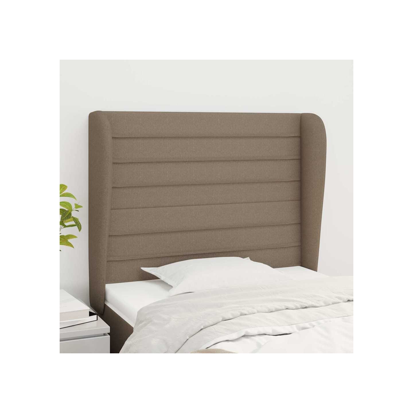Tête de lit avec oreilles Taupe 93x23x118/128 cm Tissu