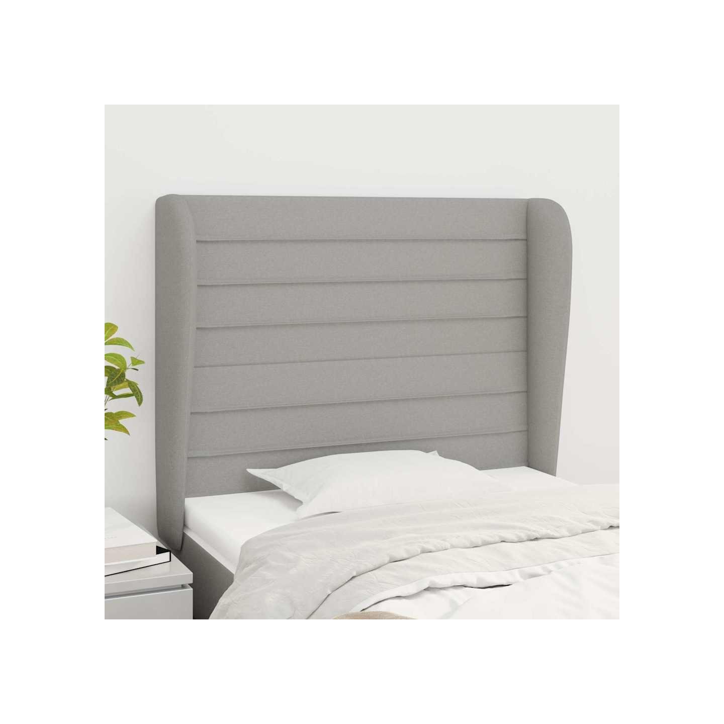 Tête de lit avec oreilles Gris clair 83x23x118/128 cm Tissu