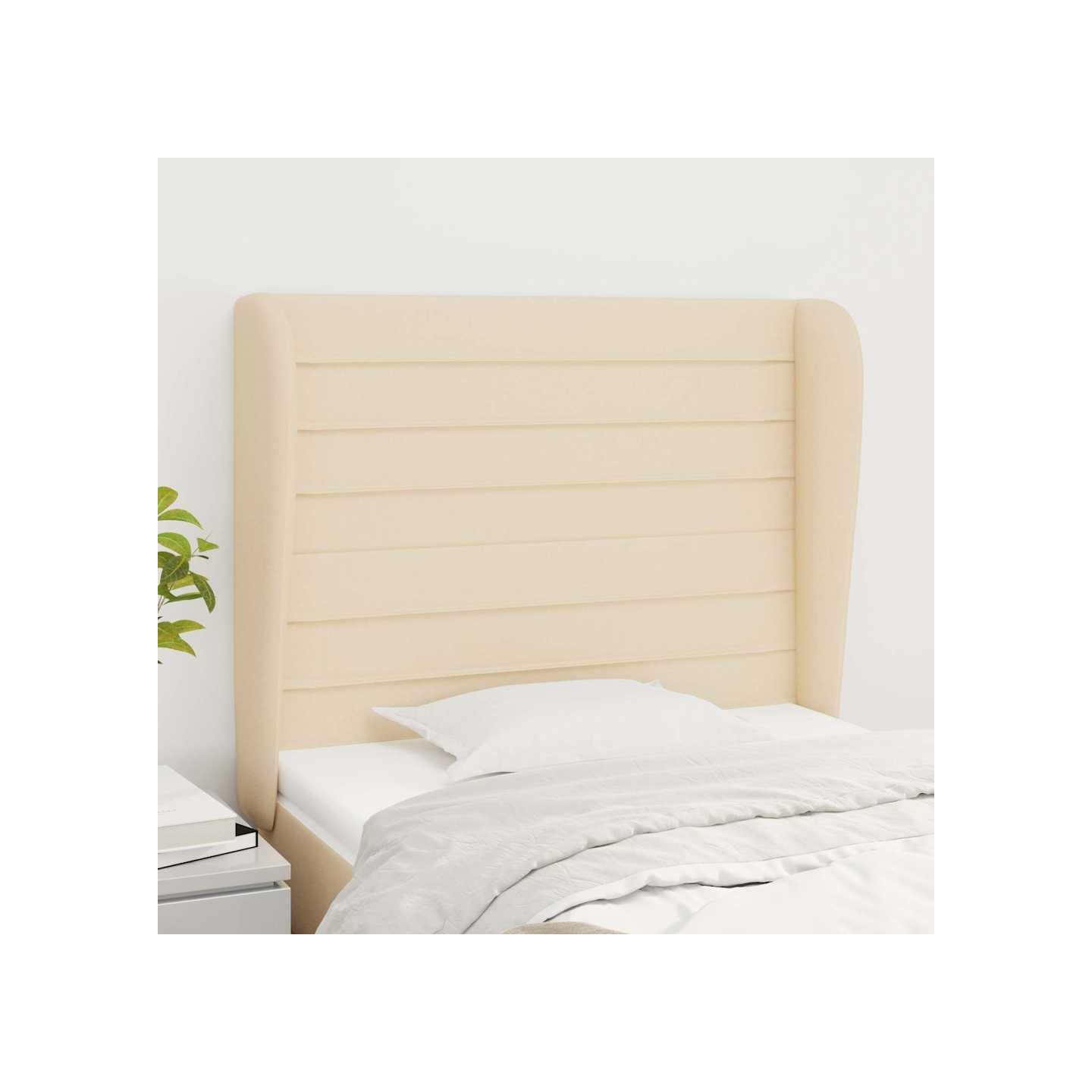 Tête de lit avec oreilles Crème 93x23x118/128 cm Tissu