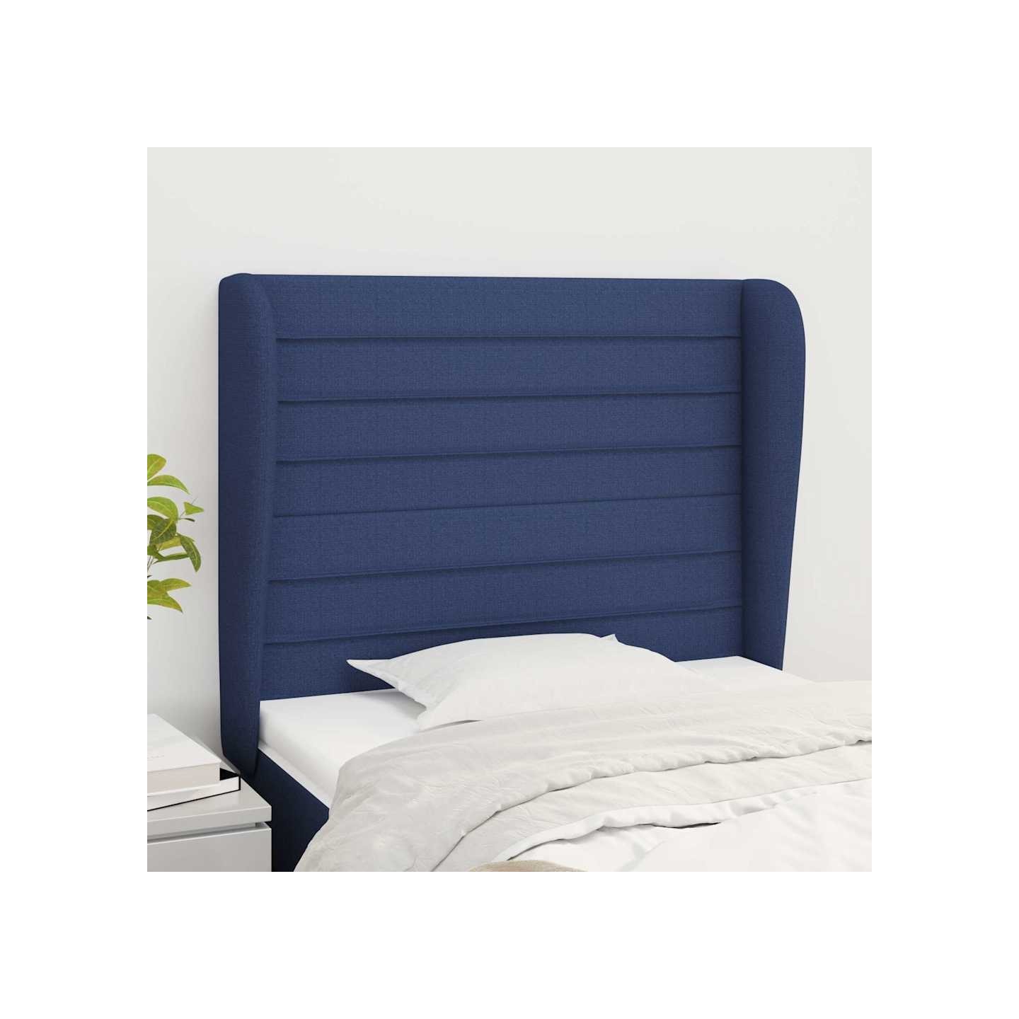 Tête de lit avec oreilles Bleu 103x23x118/128 cm Tissu