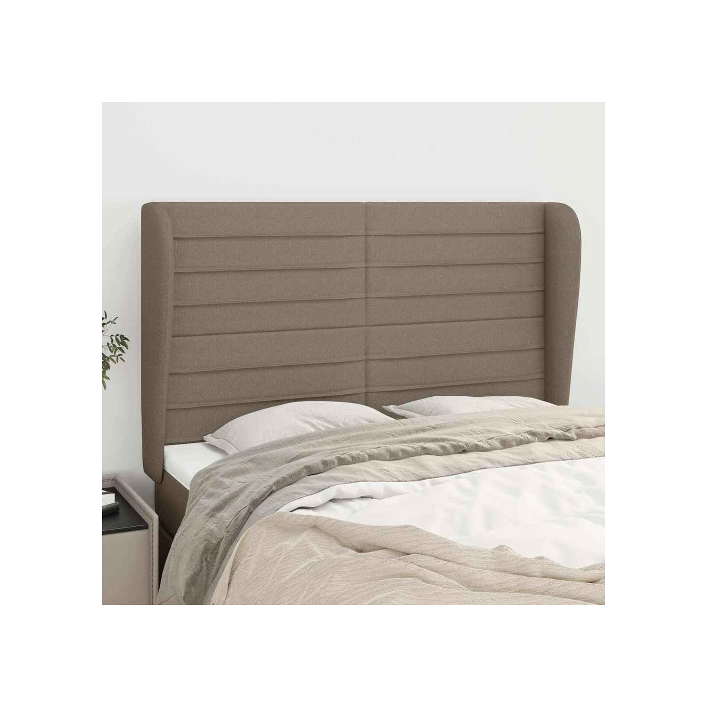 Tête de lit avec oreilles Taupe 147x23x118/128 cm Tissu
