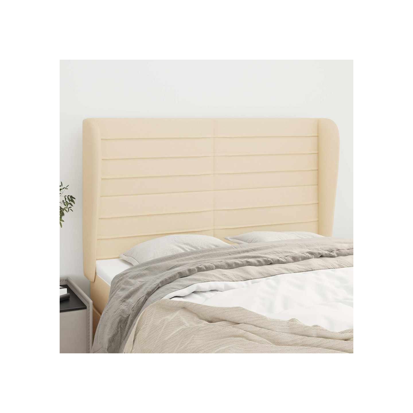 Tête de lit avec oreilles Crème 147x23x118/128 cm Tissu