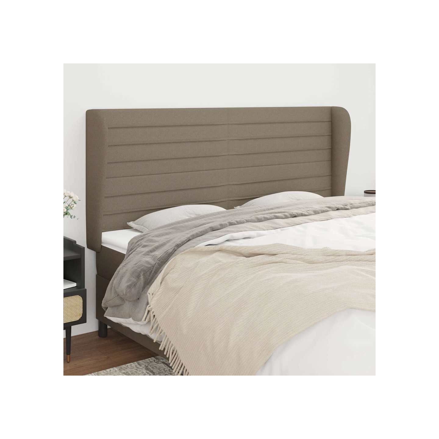 Tête de lit avec oreilles Taupe 163x23x118/128 cm Tissu