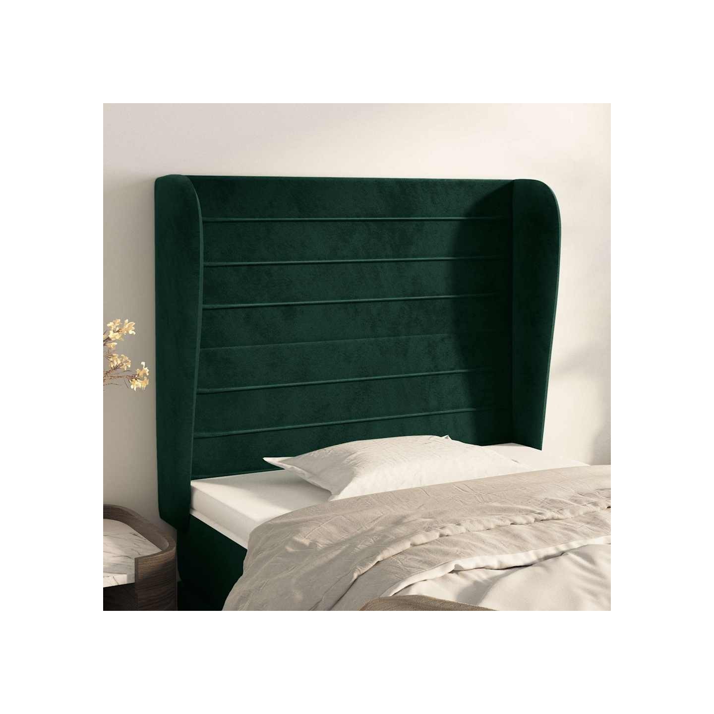 Tête de lit avec oreilles Vert foncé 83x23x118/128 cm Velours