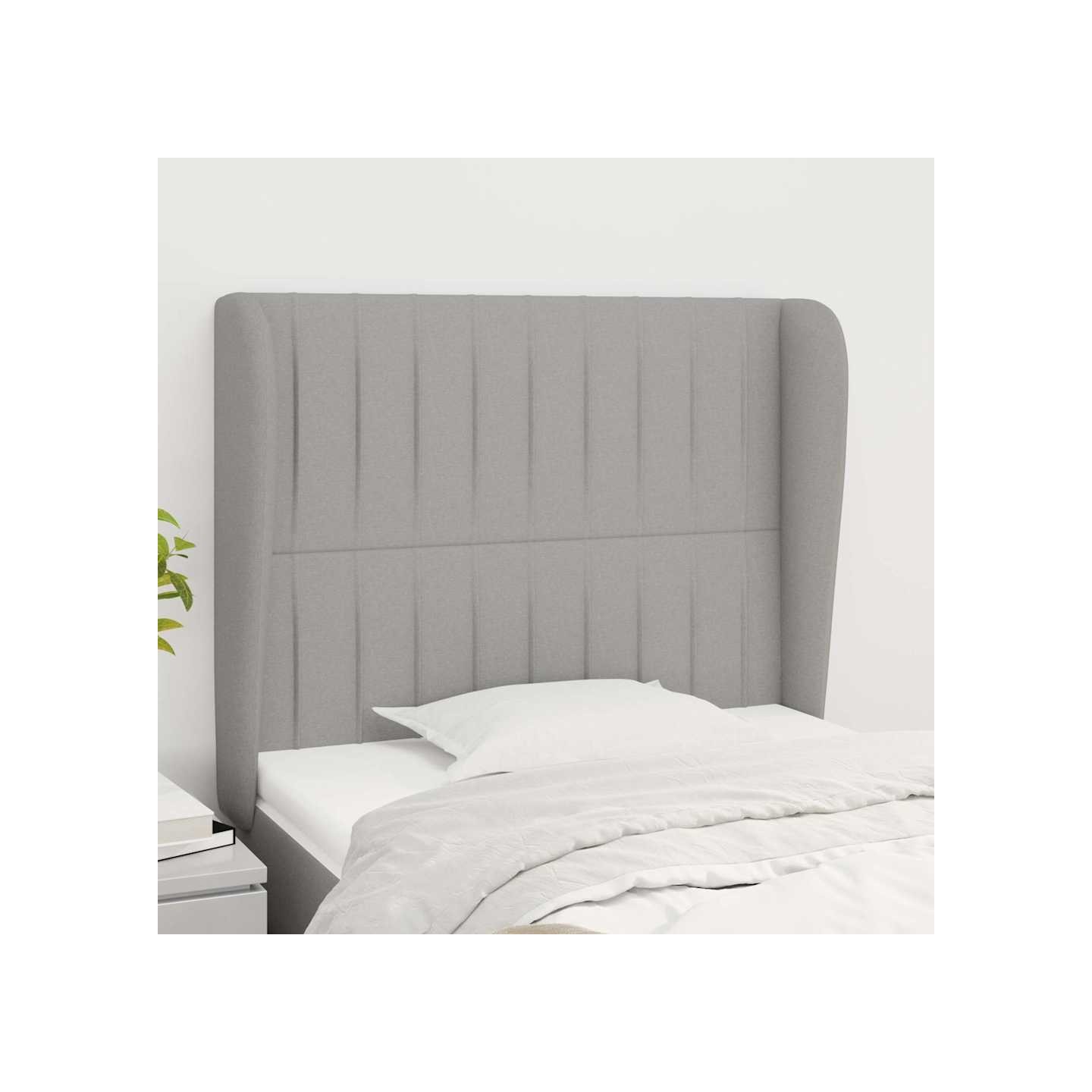 Tête de lit avec oreilles Gris clair 83x23x118/128 cm Tissu
