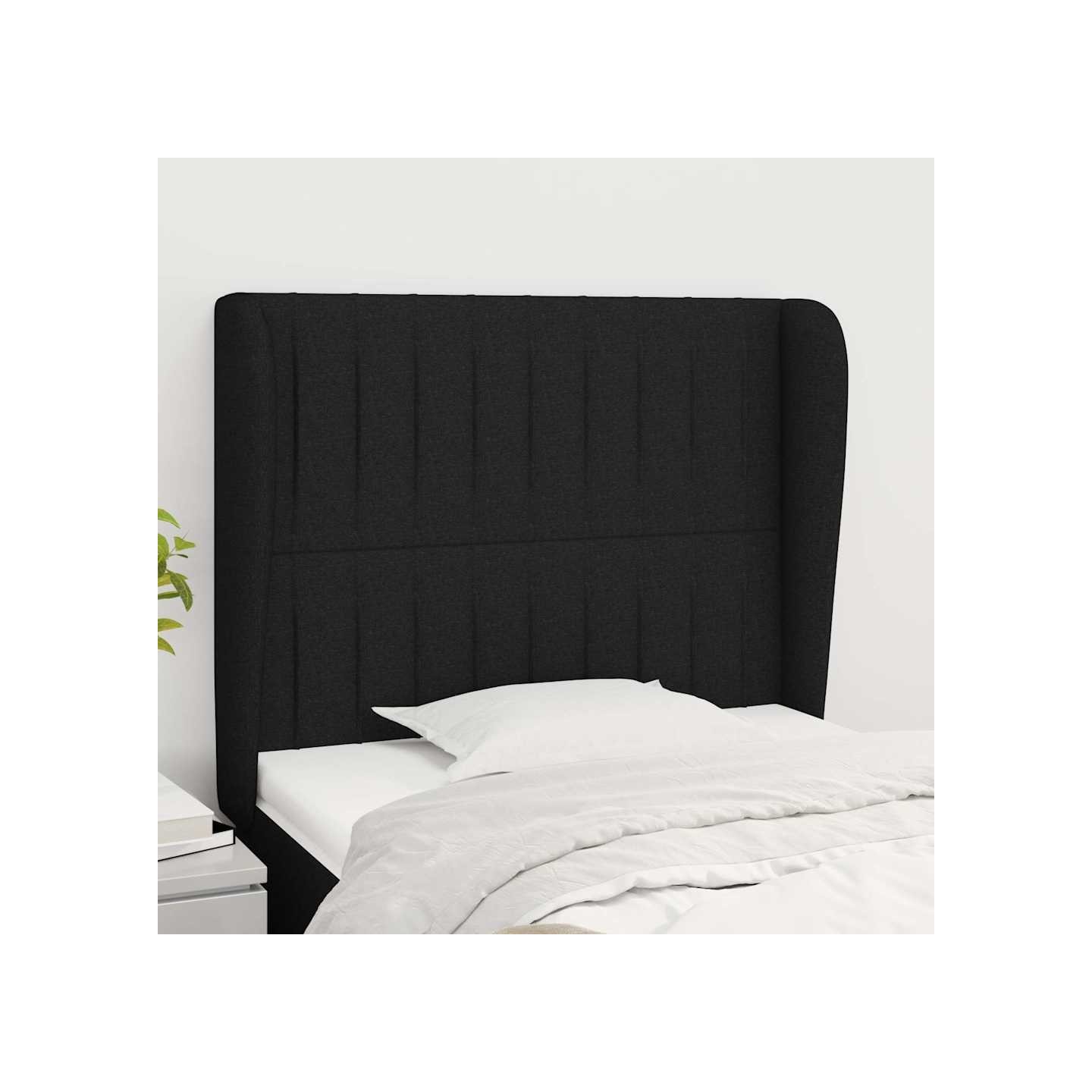 Tête de lit avec oreilles Noir 93x23x118/128 cm Tissu