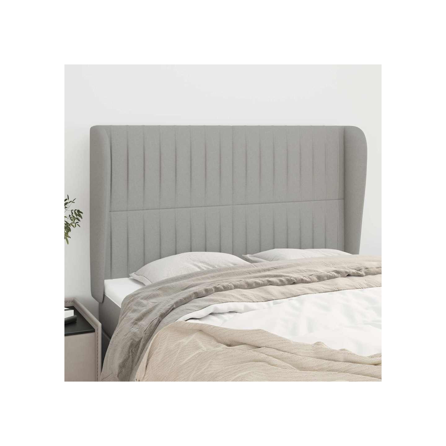 Tête de lit avec oreilles Gris clair 147x23x118/128 cm Tissu
