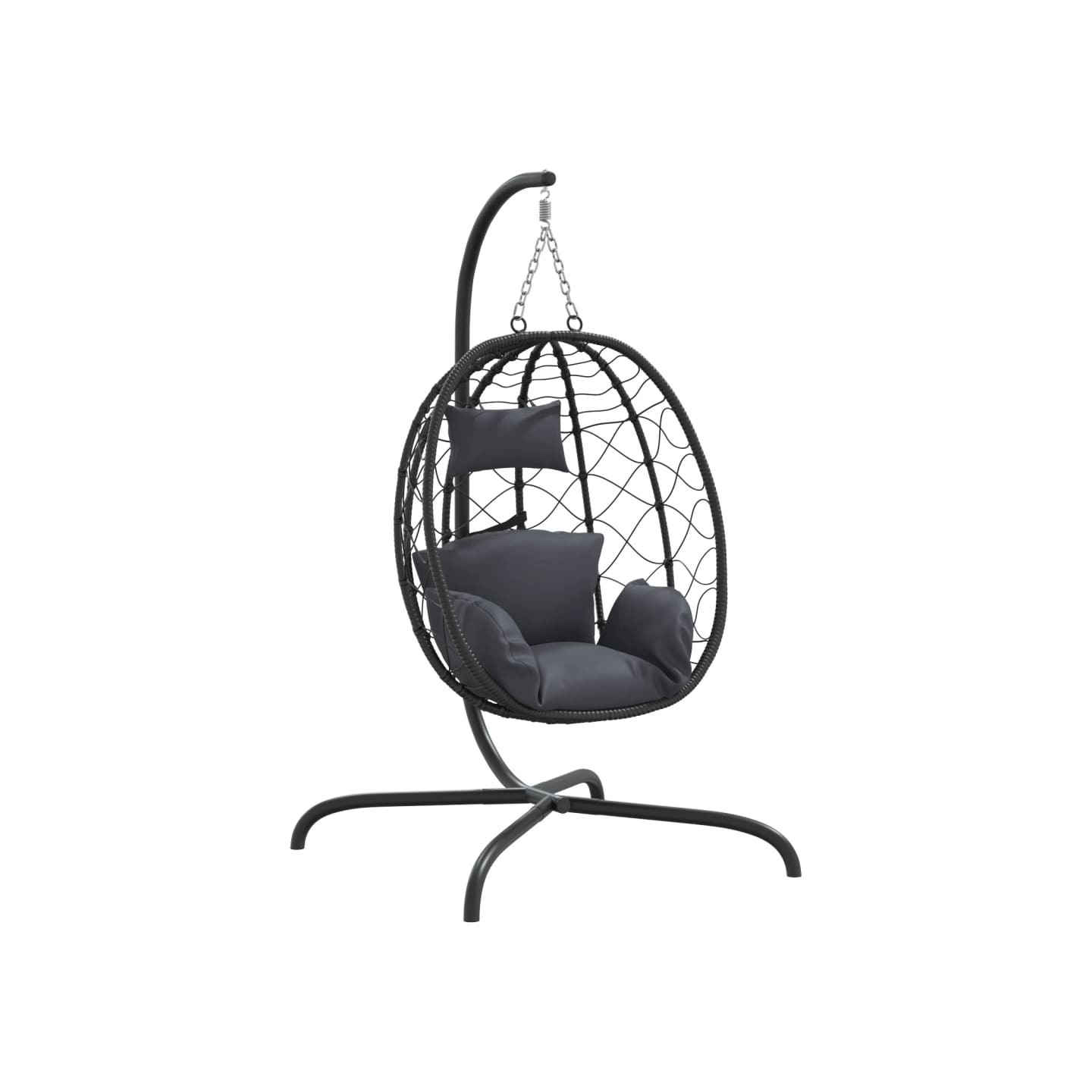 Fauteuil suspendu avec coussin en polyrotin et acier anthracite