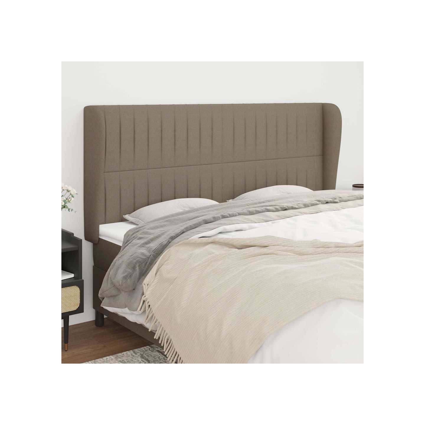 Tête de lit avec oreilles Taupe 203x23x118/128 cm Tissu