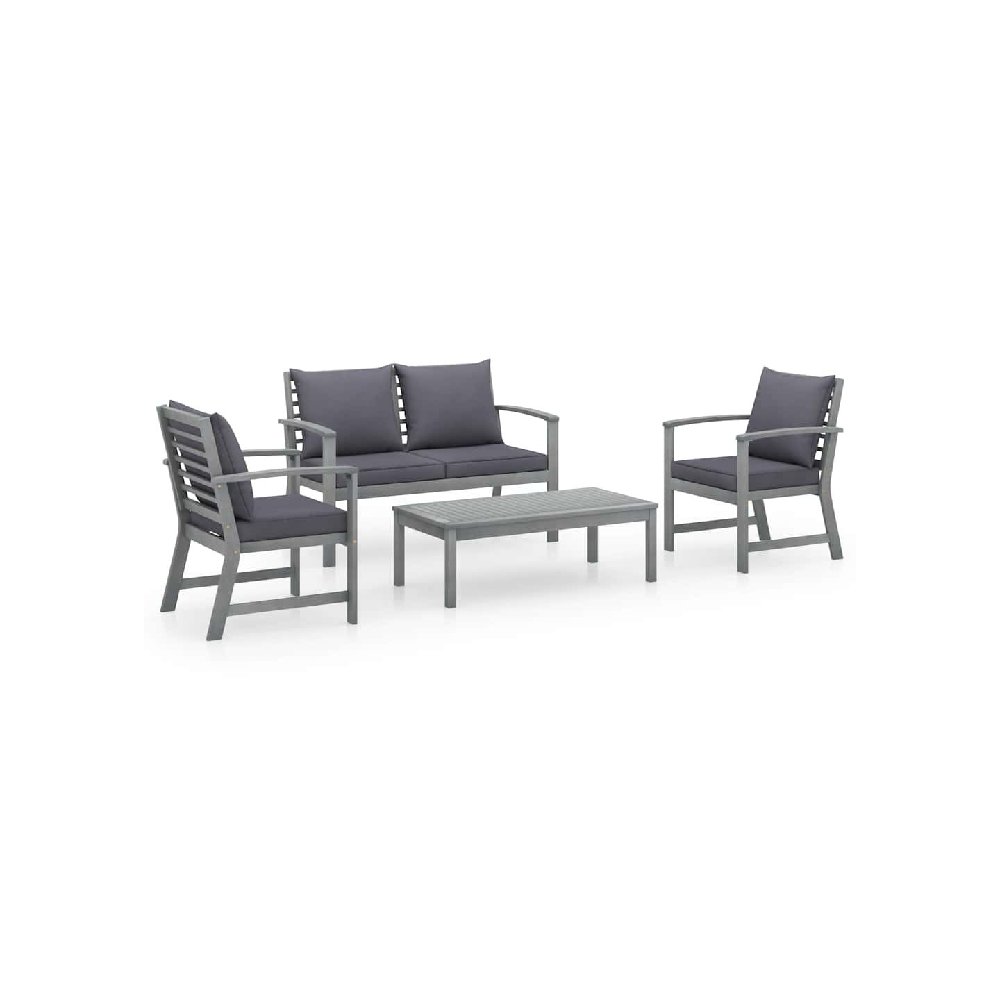 Salon de jardin 4 pcs avec coussins Bois d'acacia solide