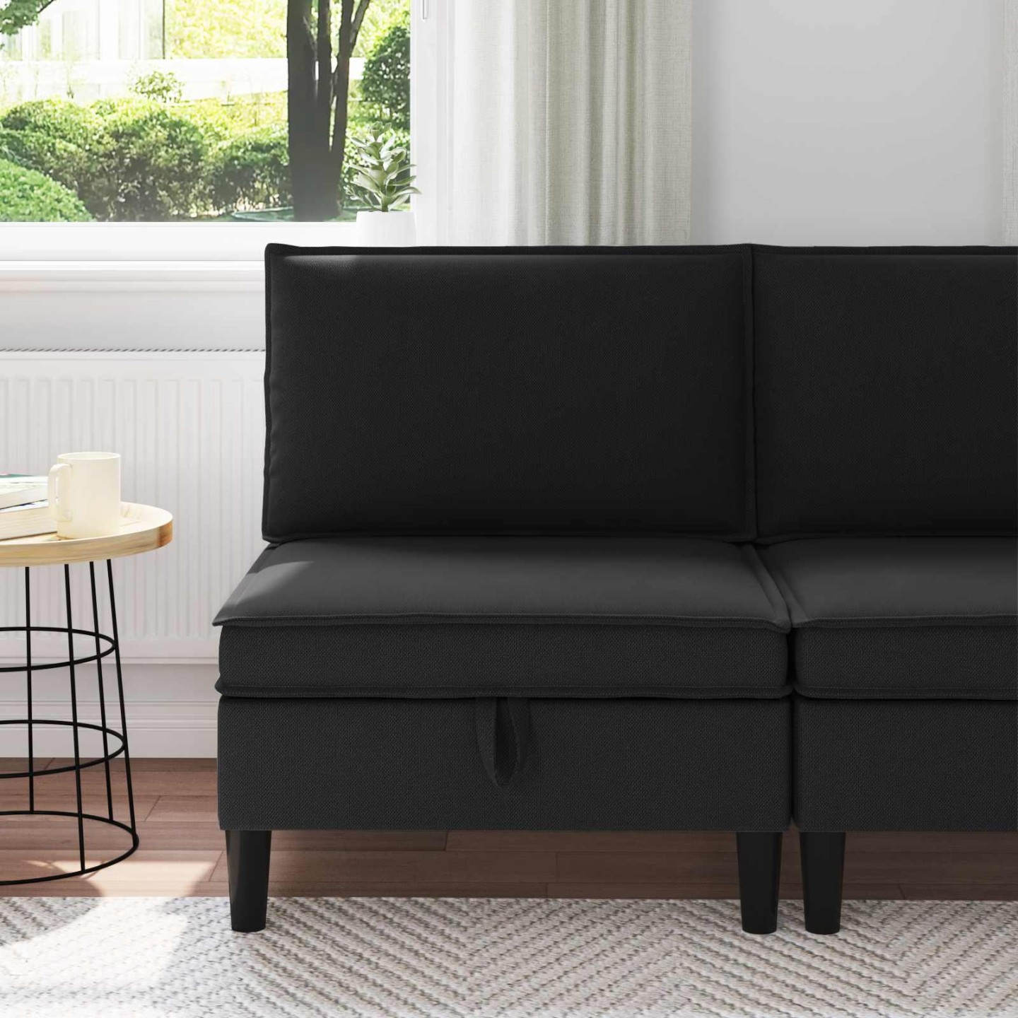 Canapé central avec rangement Noir 70 x 70 x 82 cm Velours