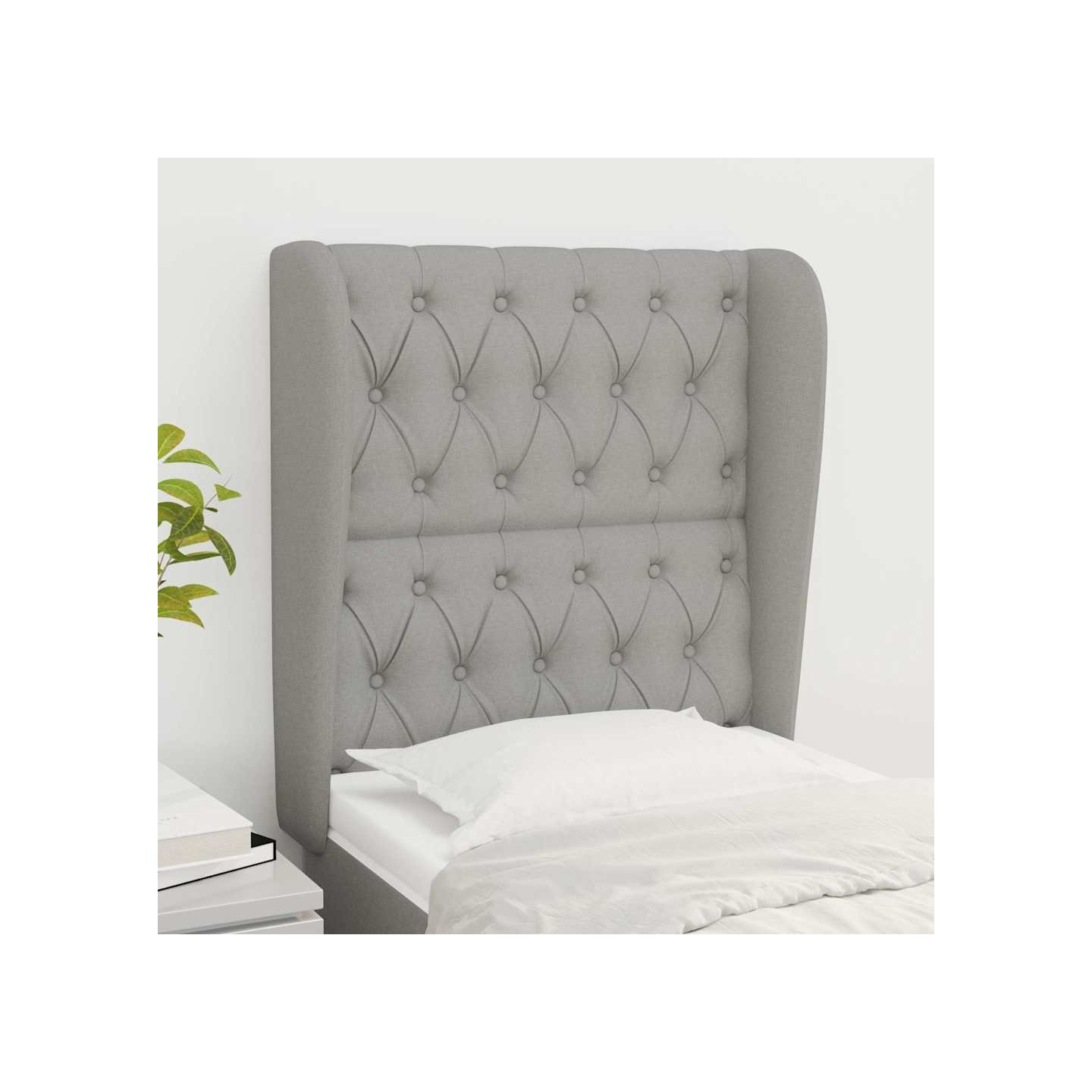 Tête de lit avec oreilles Gris clair 83x23x118/128 cm Tissu