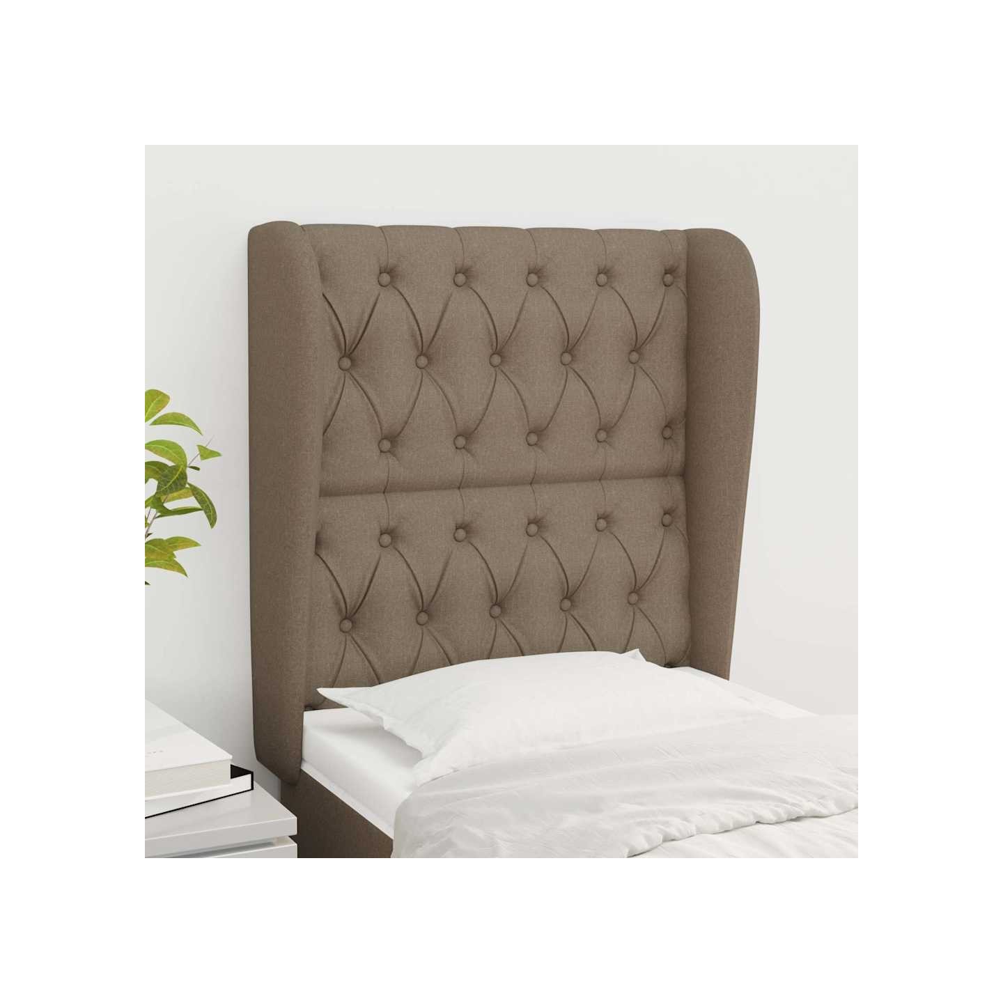 Tête de lit avec oreilles Taupe 83x23x118/128 cm Tissu