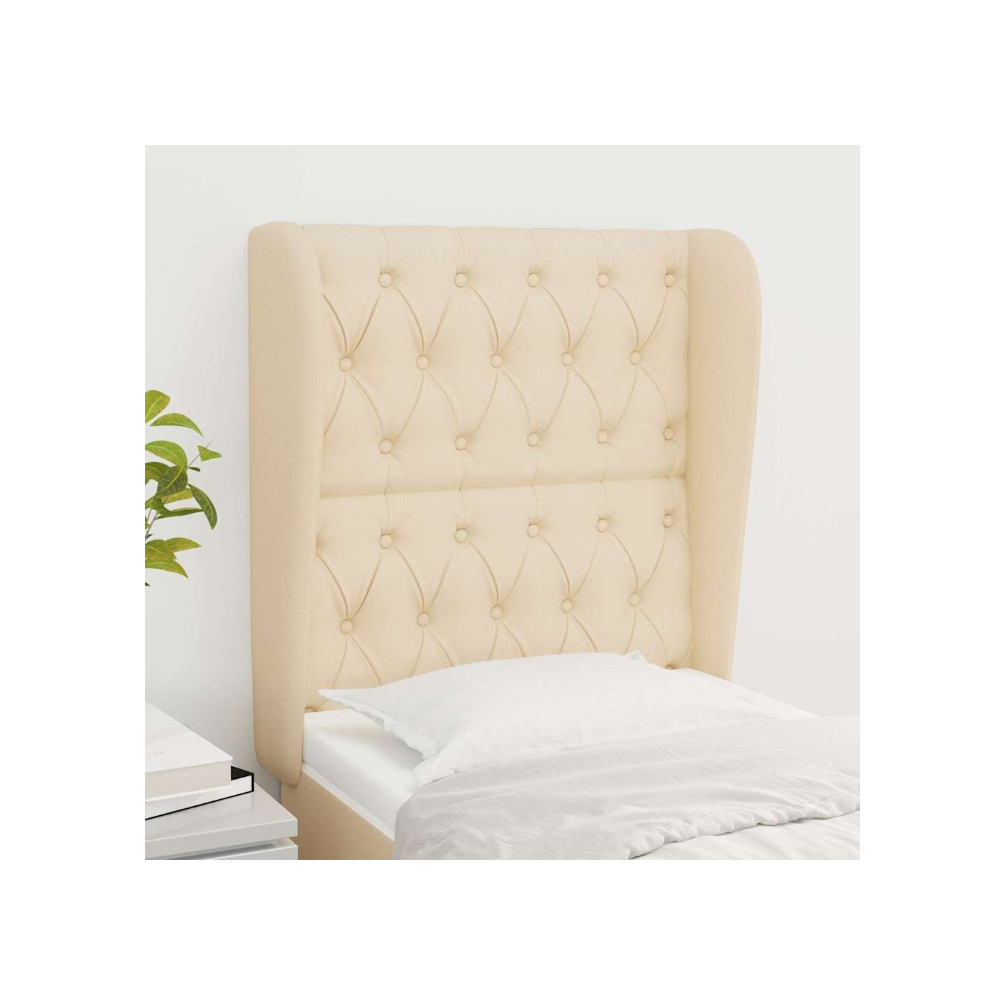 Tête de lit avec oreilles Crème 83x23x118/128 cm Tissu