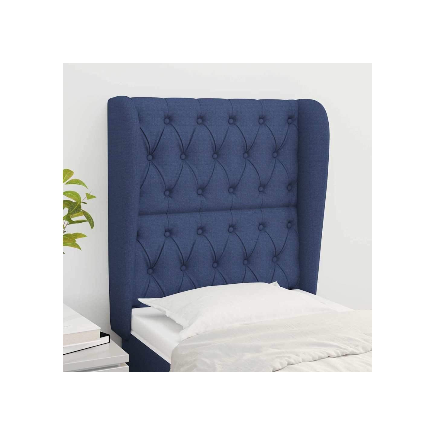 Tête de lit avec oreilles Bleu 83x23x118/128 cm Tissu
