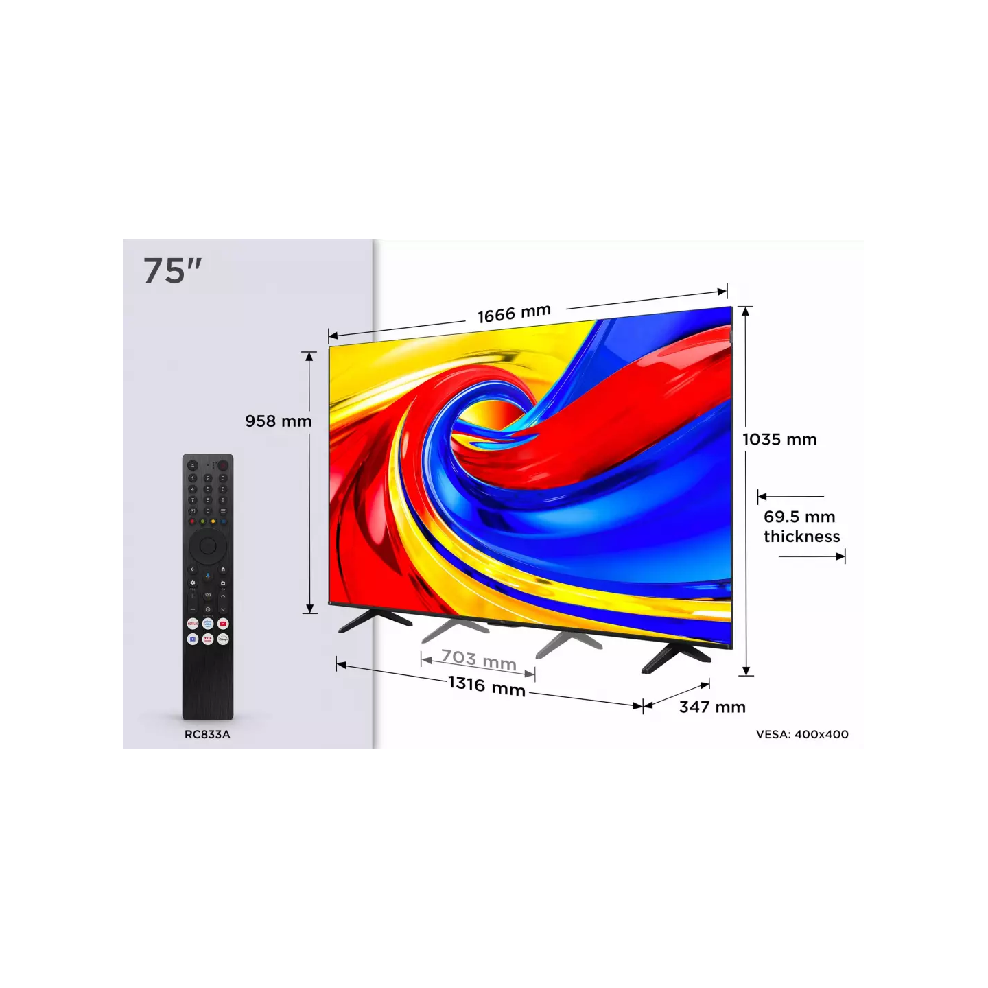 TV QLED TCL 75P79L 75" 4K Dolby Vision Google TV | Nimestore